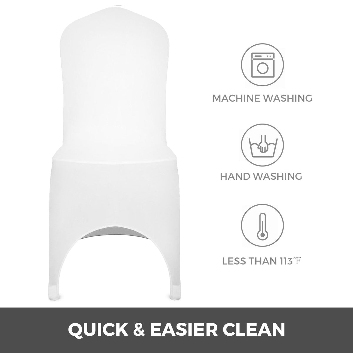 Stretch Spandex Folding Chair Covers, Universal Fitted, Washable, 100PCS White