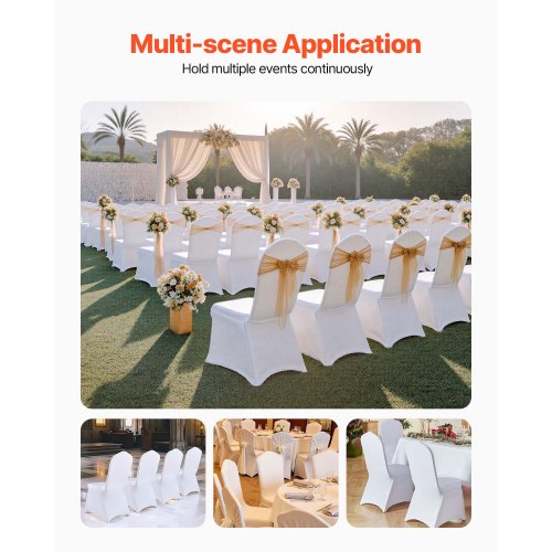 VEVOR 100PCS White Folding Chair Covers Stretch Spandex Removable Washable