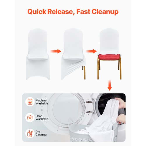 VEVOR 100PCS White Folding Chair Covers Stretch Spandex Removable Washable