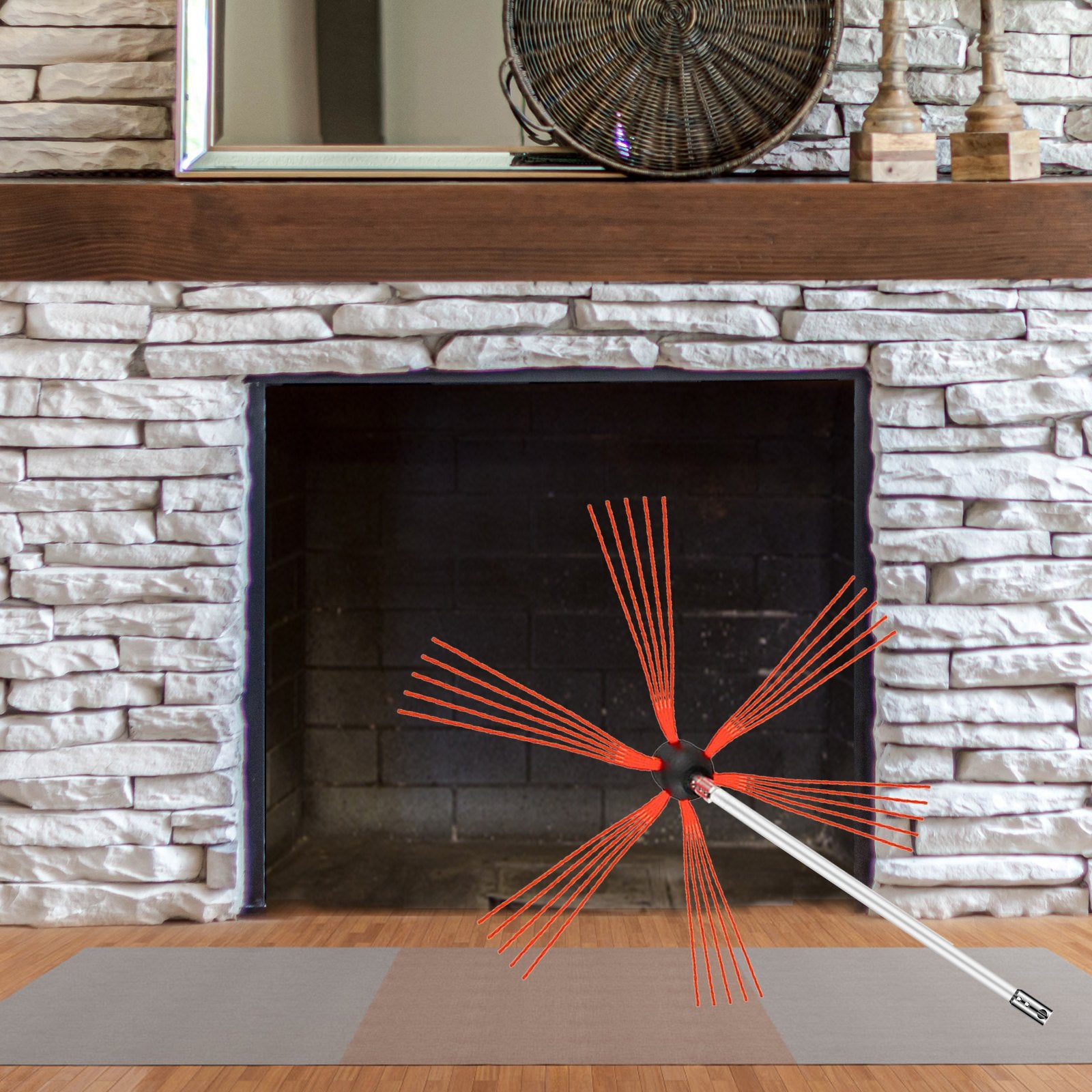 Chimney Sweep Kit 33FT Nylon Cleaning Kit Flexible Brush and 10 Rods