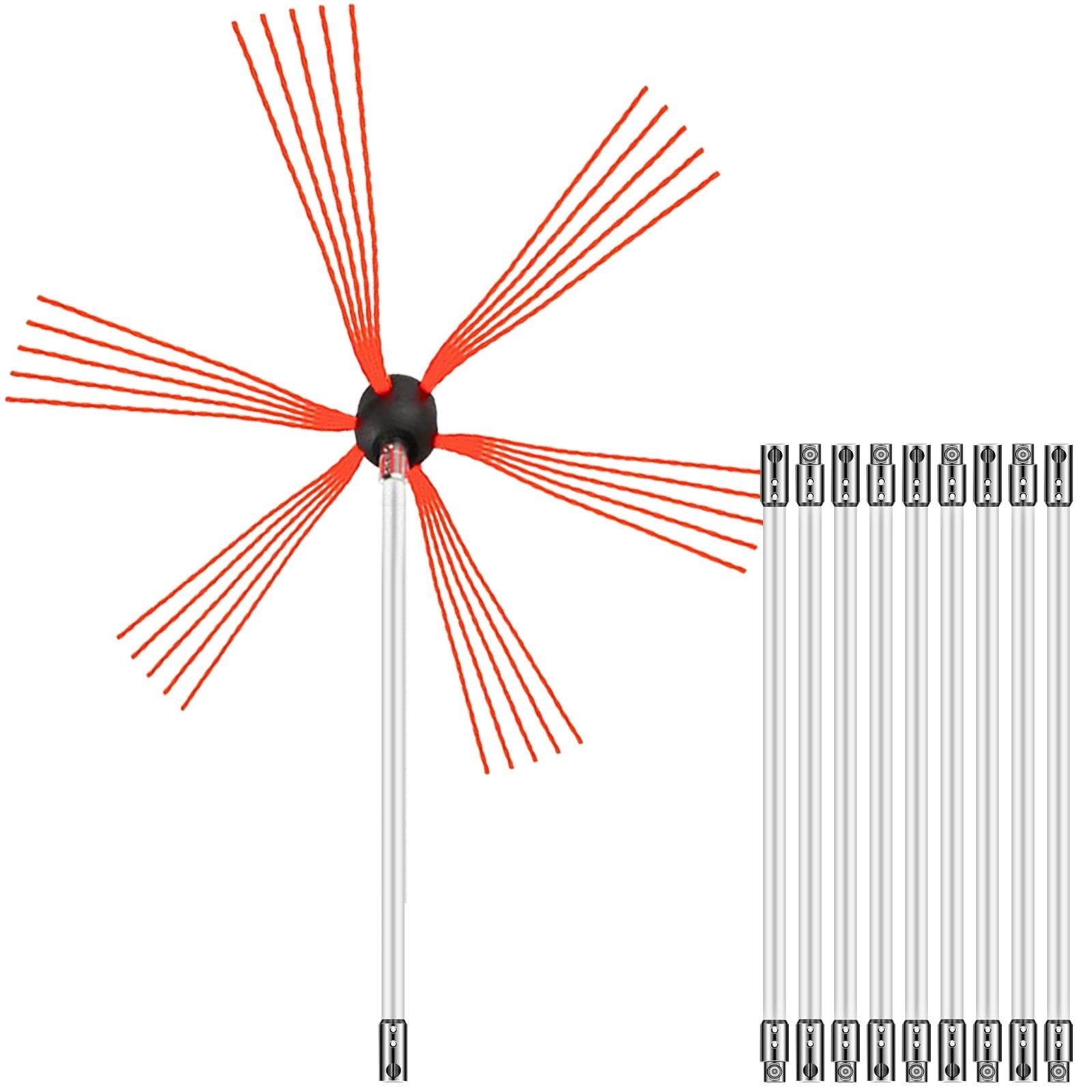 Chimney Sweep Kit 33FT Nylon Cleaning Kit Flexible Brush and 10 Rods