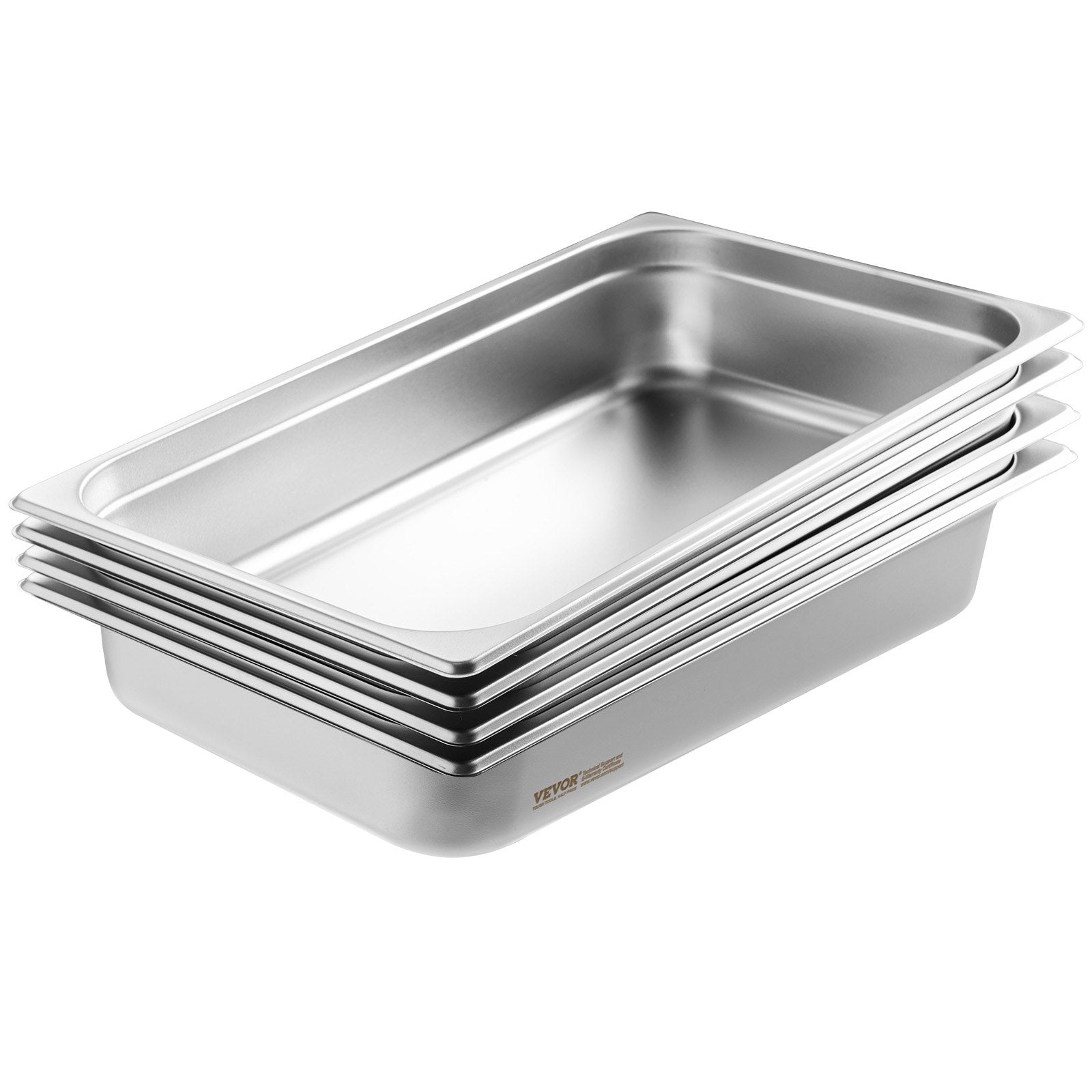 4 Pack Full-Size Anti-Jam Stainless Steel Steam Pans with Lids 4" Deep