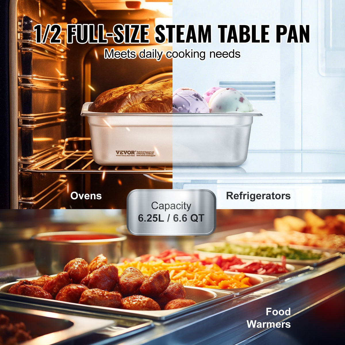 8-Pack 4" Deep Anti-Jam Stainless Steel Steam Table Pans with Lids