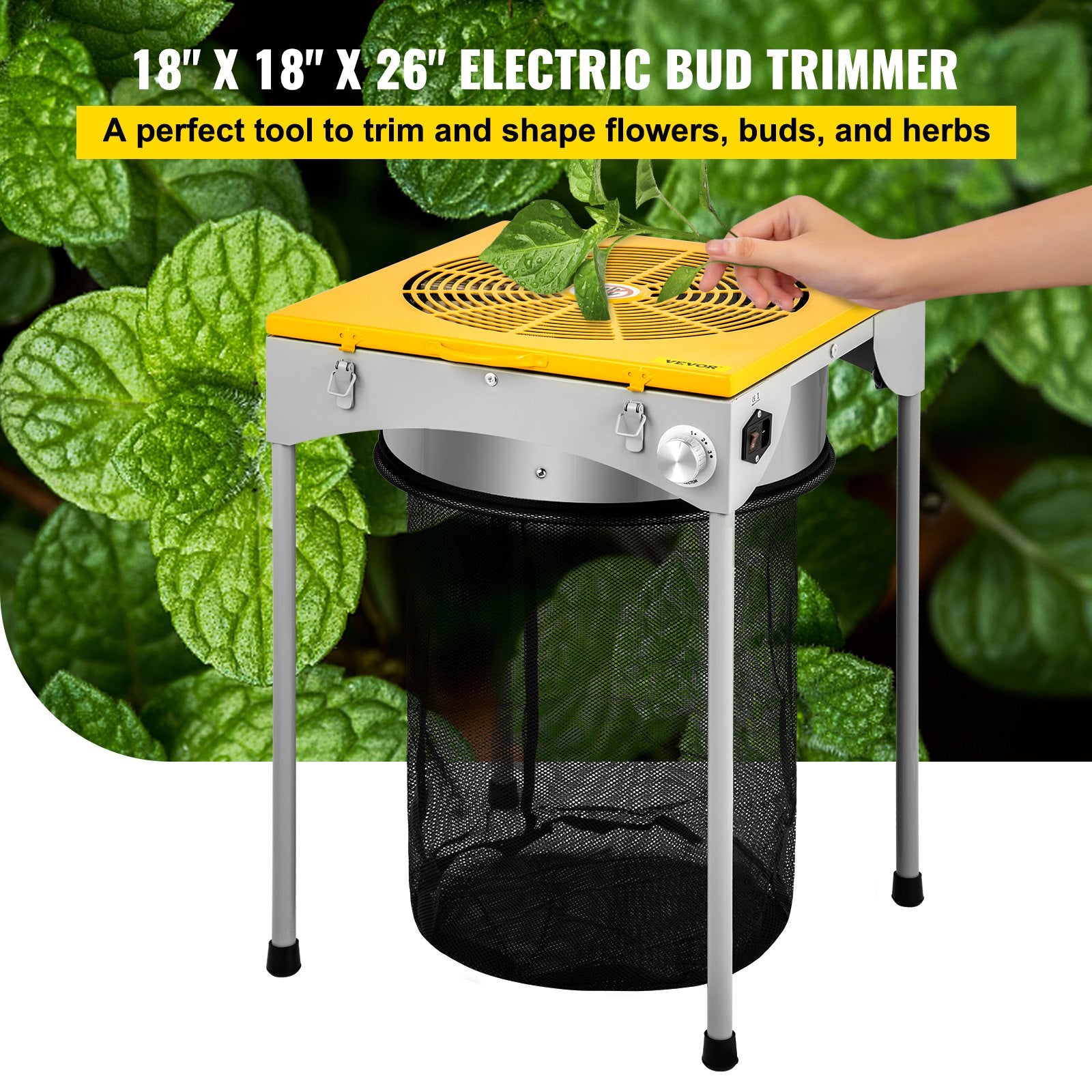 Automatic Bud Trimmer 18" Electric Stainless Steel High-Speed Blade 3 Speeds
