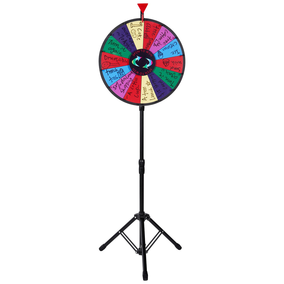 Tabletop Color Prize Wheel 18 Inch with Folding Tripod Stand 14 Slots Dry Erase