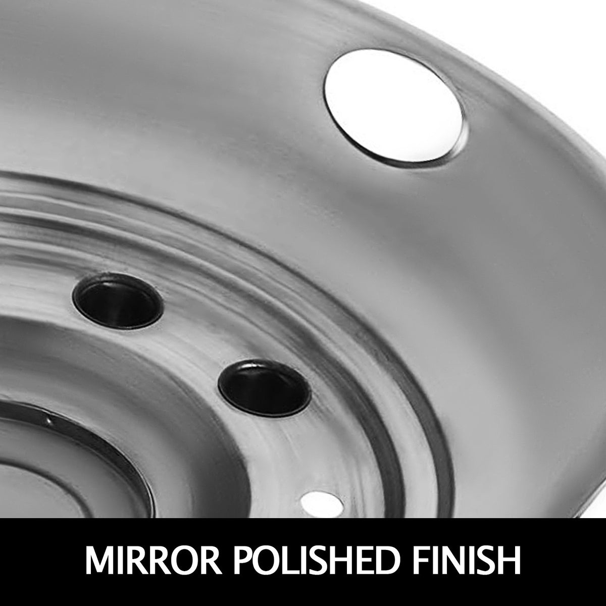 19.5" 10 Lug Wheel Simulators Stainless Steel Bolt-On Hubcap Set