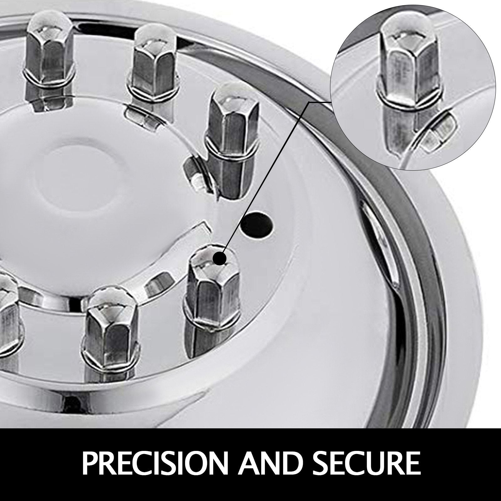 19.5" 10 Lug Wheel Simulators Stainless Steel Bolt-On Hubcap Set