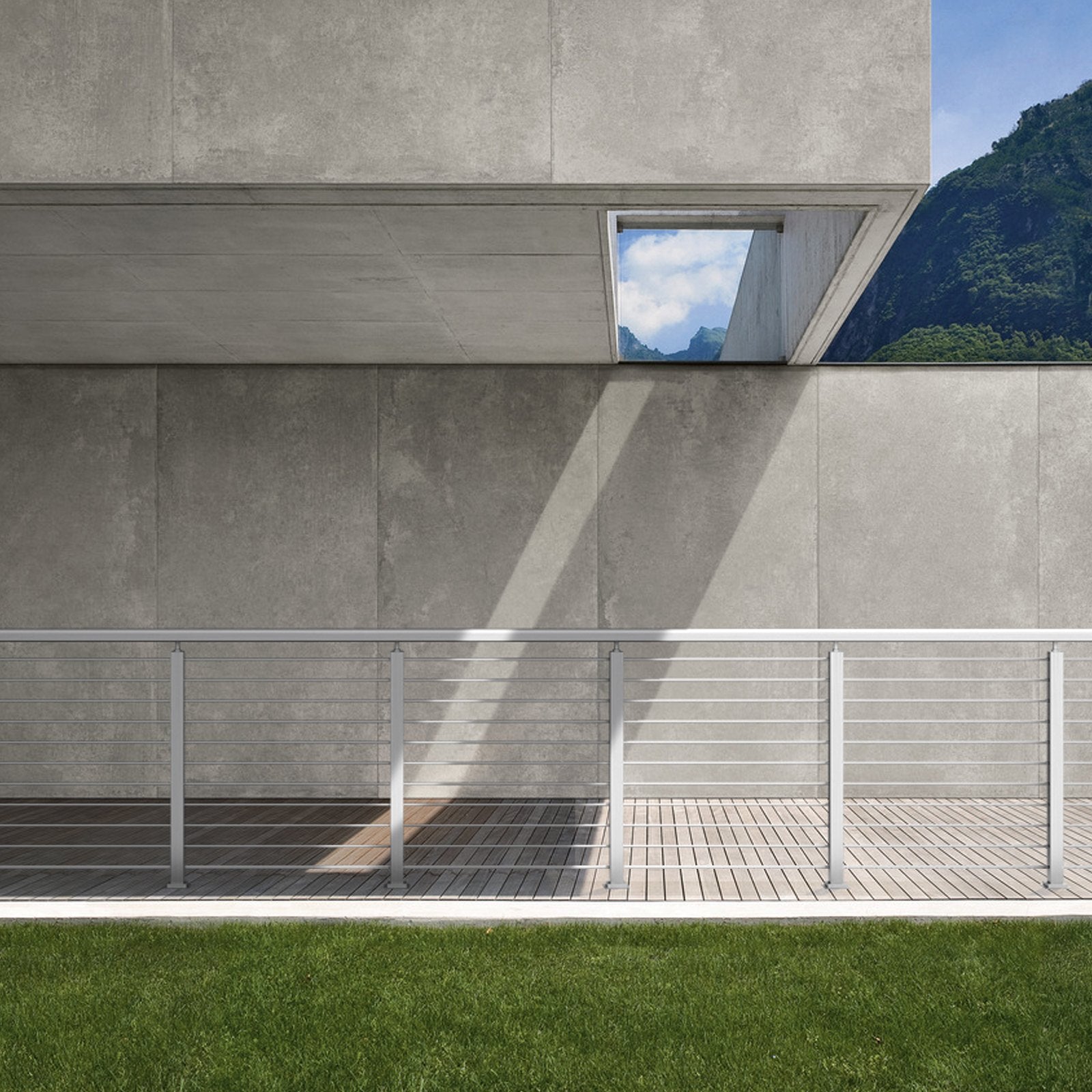 Cable Railing Post 36" Horizontal Stainless Steel Deck Post Silver