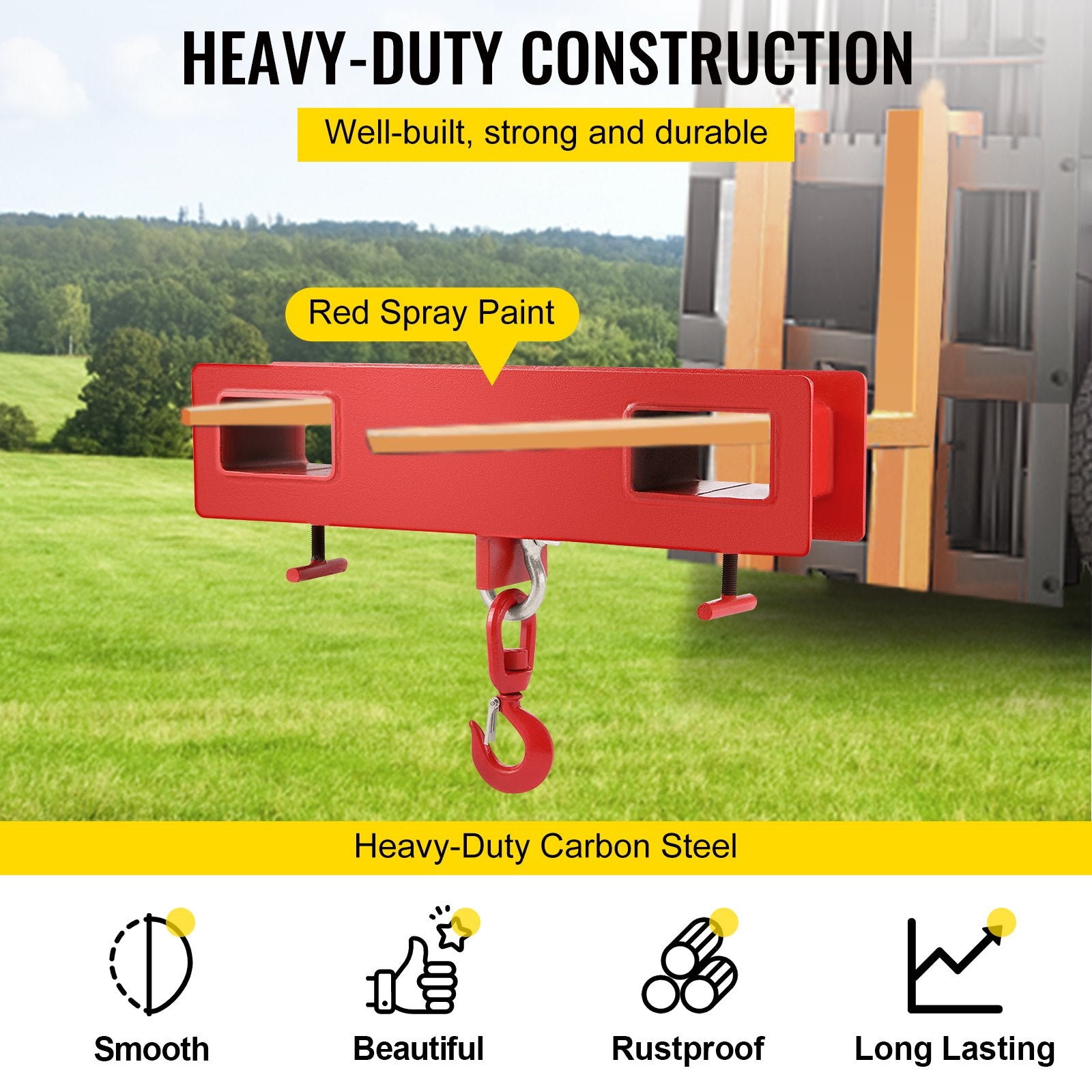 Forklift Lifting Hook 6000 LBS Swivel Hoist Mobile Crane Attachment