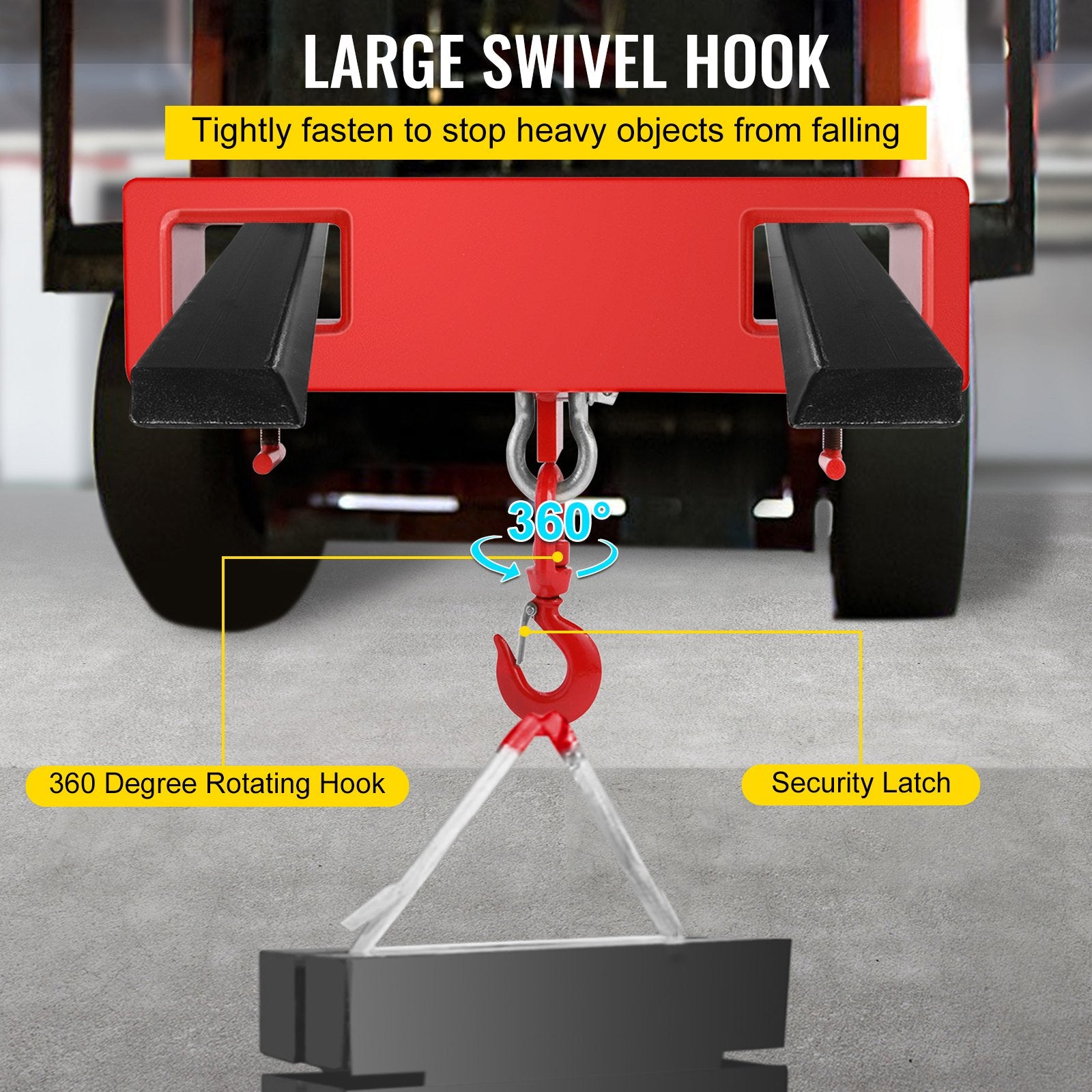 Forklift Lifting Hook 6000 LBS Swivel Hoist Mobile Crane Attachment
