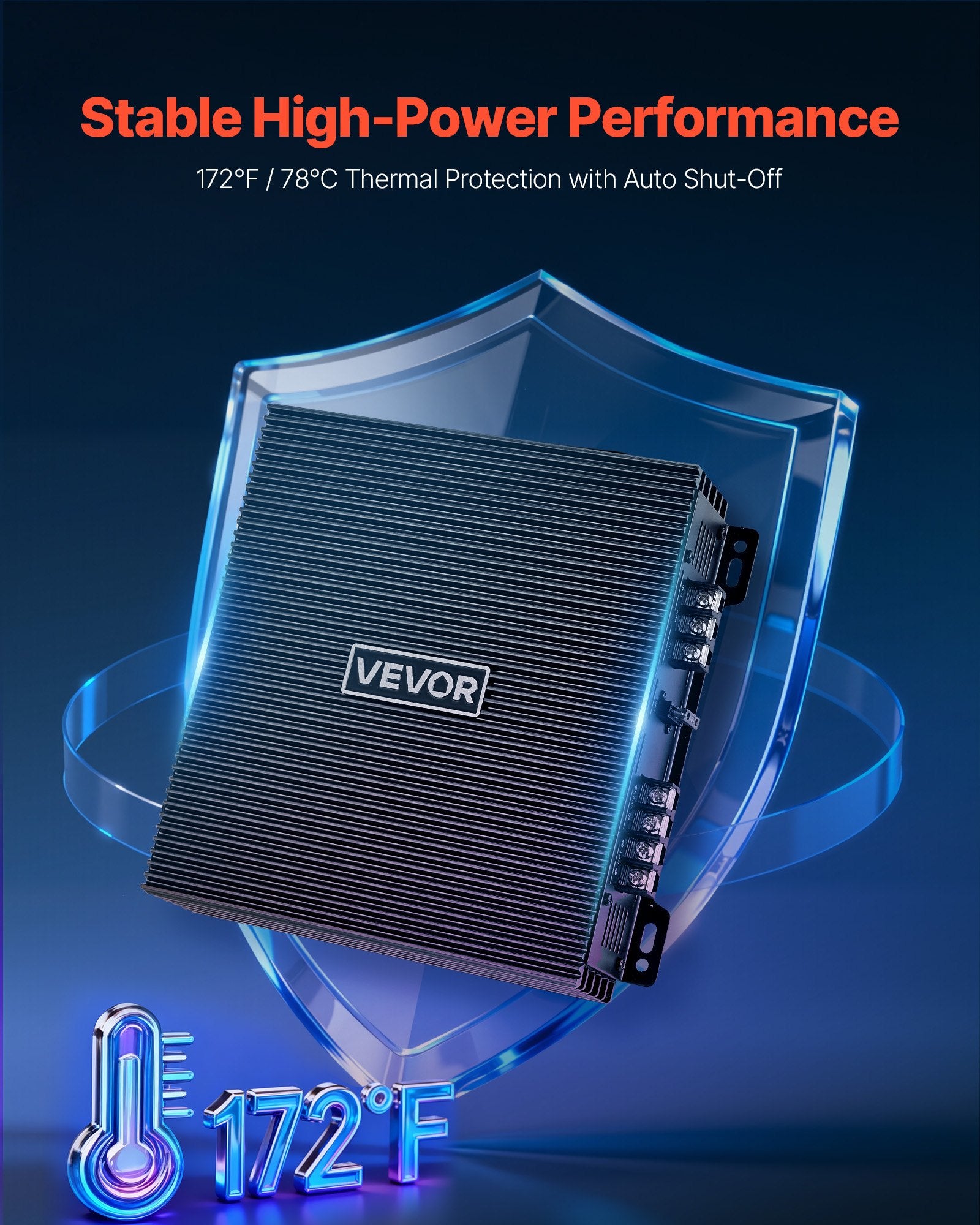 2 Channel Car Audio Amplifier Class AB Bridgeable 600W Max Stereo Amp