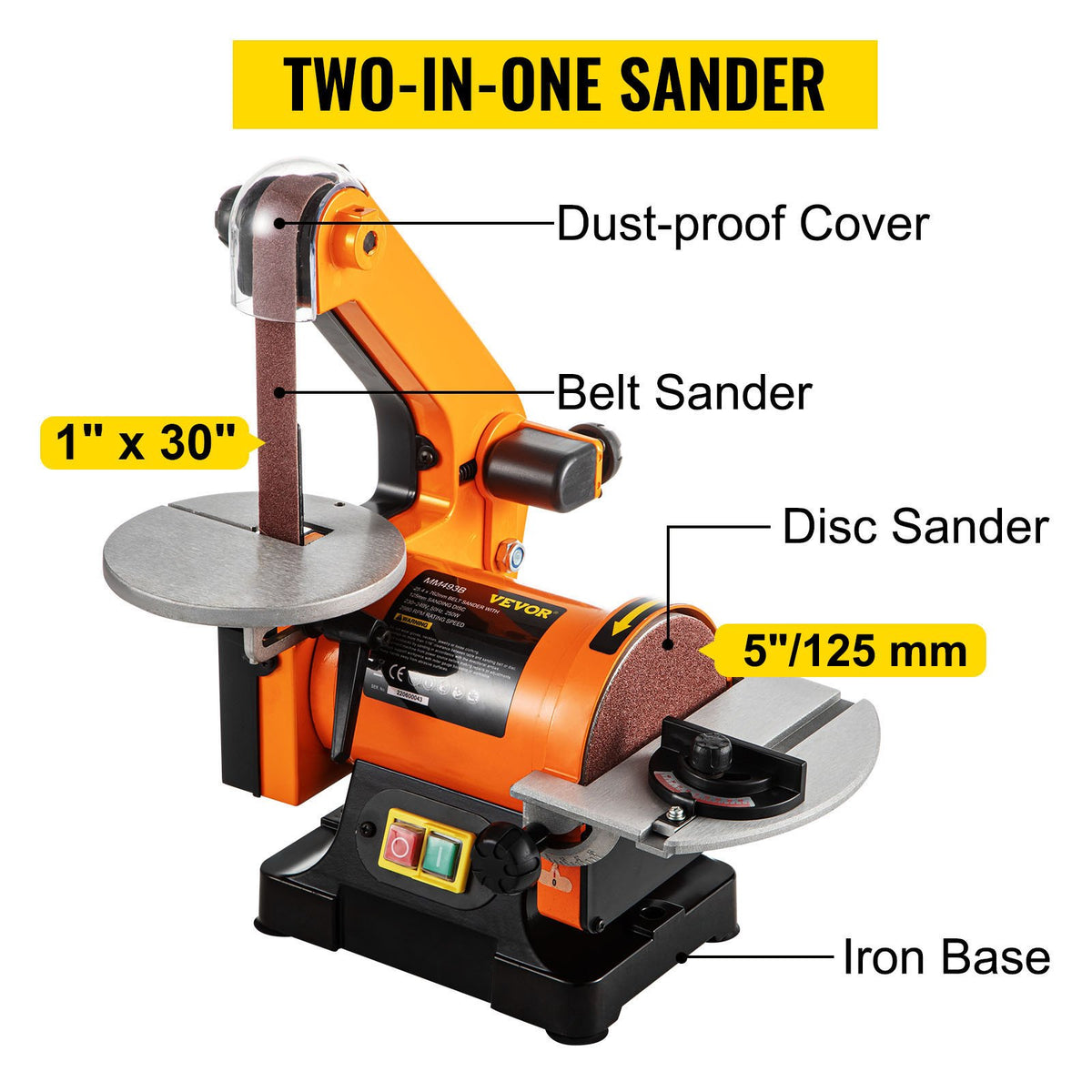 Belt Sander 300W 1x30 Inch Electric Belt & Disc Sander 2950 RPM Variable Speed