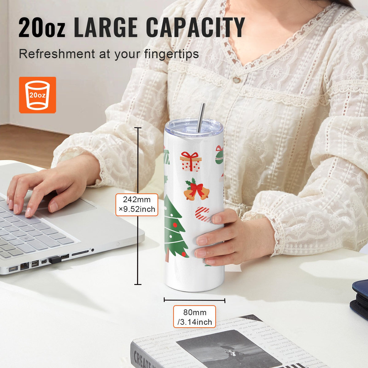 8pcs Tumbler Heat Press Machine Set with 20oz Blank Tumblers