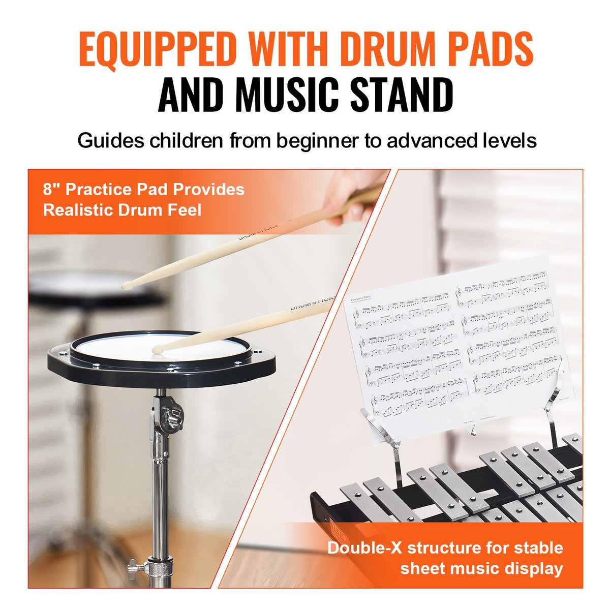 Glockenspiel Xylophone 30-Note Percussion Set Mallets Stand Pad Carry Bag