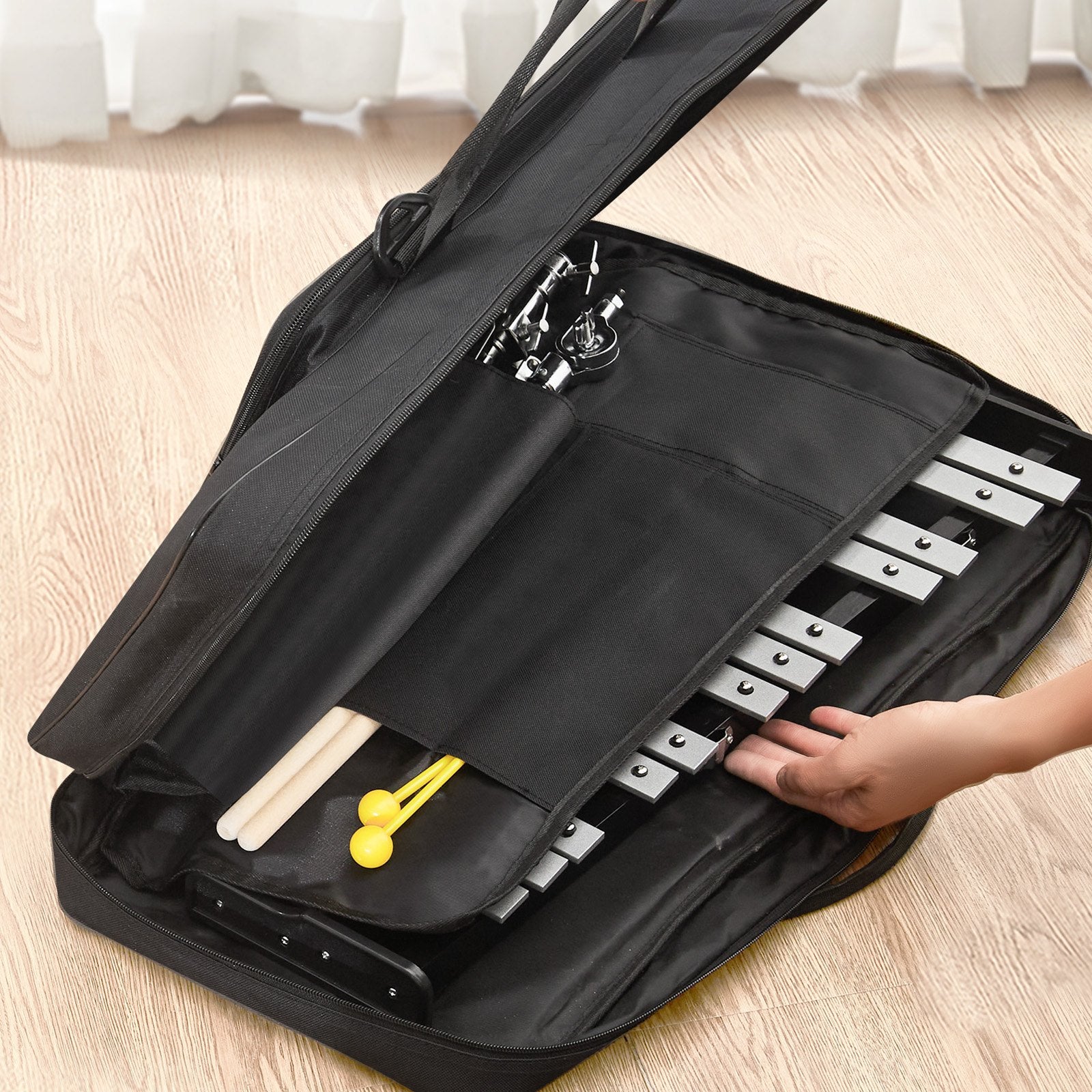 Glockenspiel Xylophone 30-Note Percussion Set Mallets Stand Pad Carry Bag