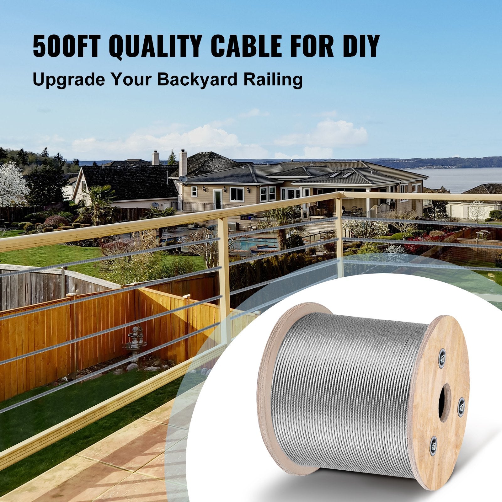 T316 Stainless Steel Cable 3.2mm 7x7 Wire Rope 152M for Railing Decking DIY