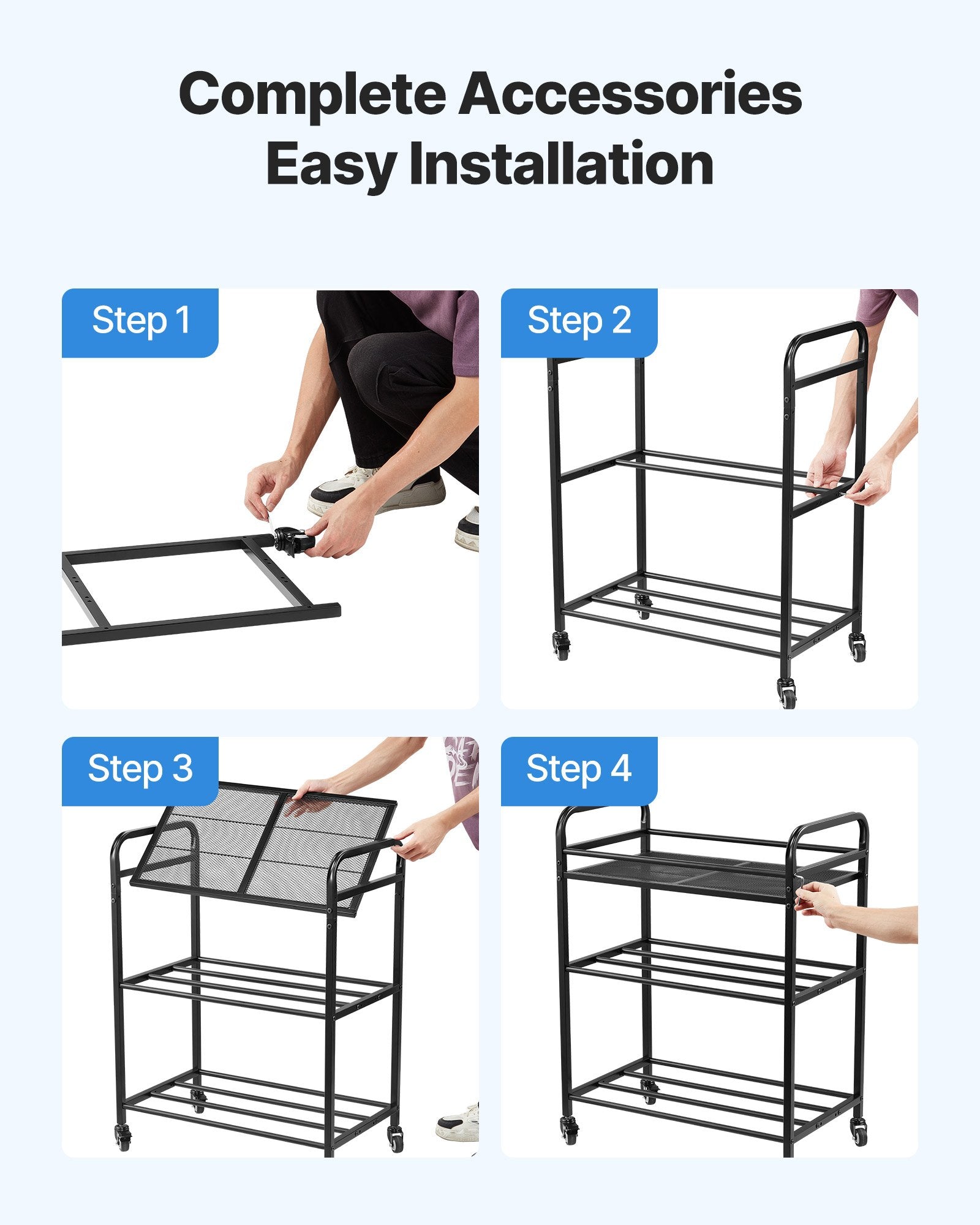 Heavy-Duty 3-Tier Filament Rack for 3D Printing with Wheels (Shelf Only)