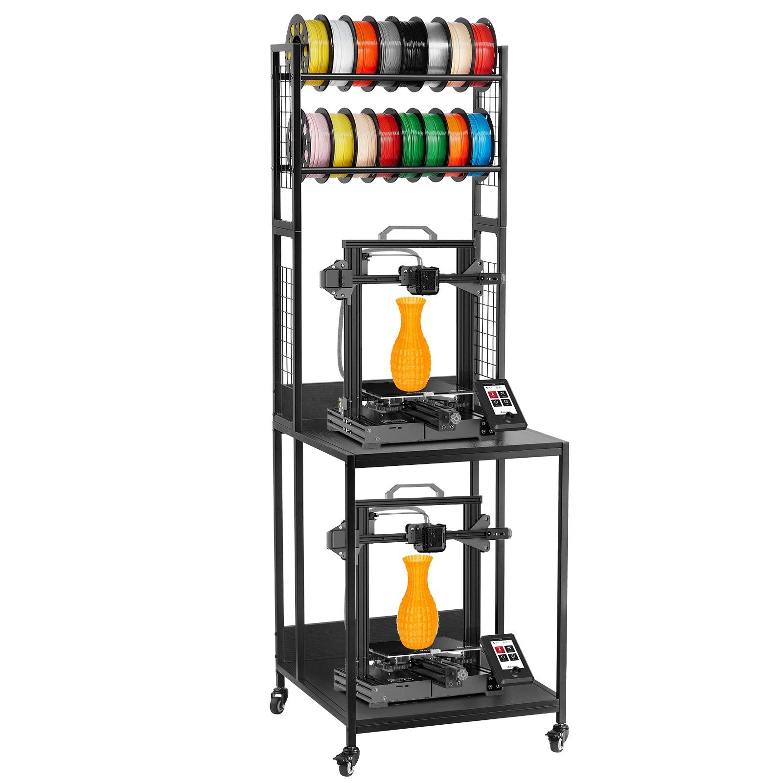 3D Printer Filament Storage Rack, 4-Tier Spool Holder Cart with Wheels