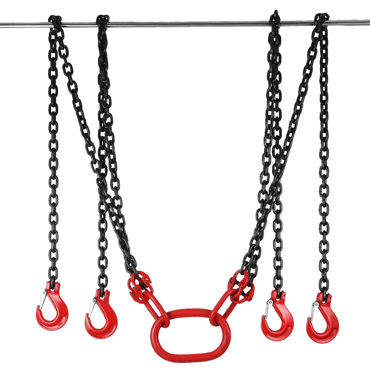Chain Sling 8mm x 300cm, G80 5 Ton Engine Hoist Lifting Chain 4 Leg Hooks
