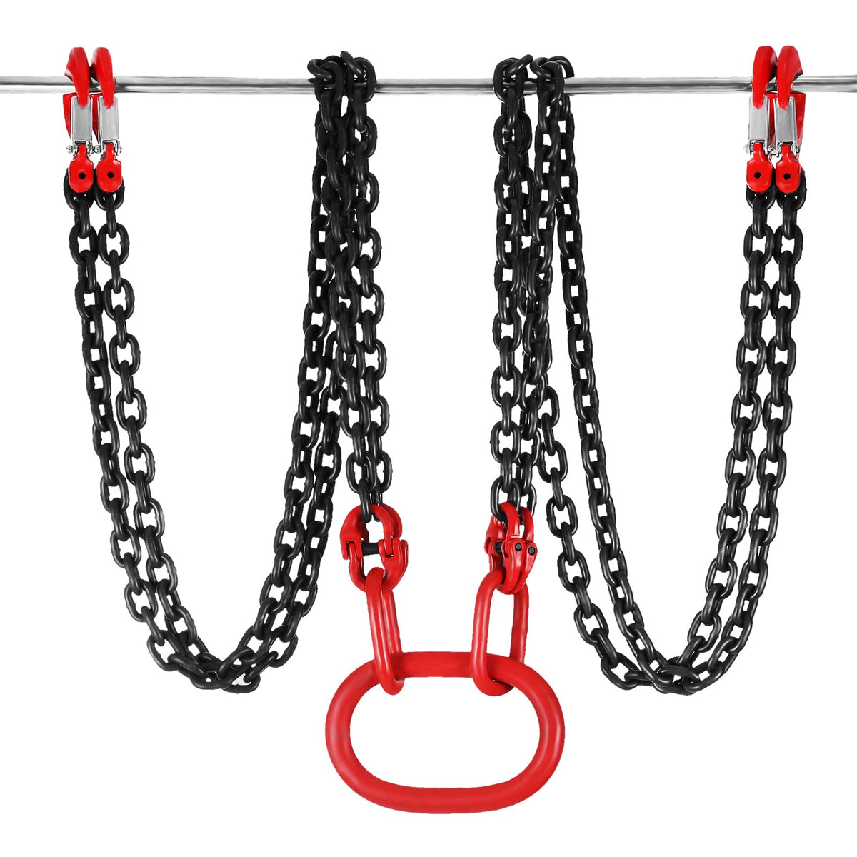 Chain Sling 8mm x 300cm, G80 5 Ton Engine Hoist Lifting Chain 4 Leg Hooks