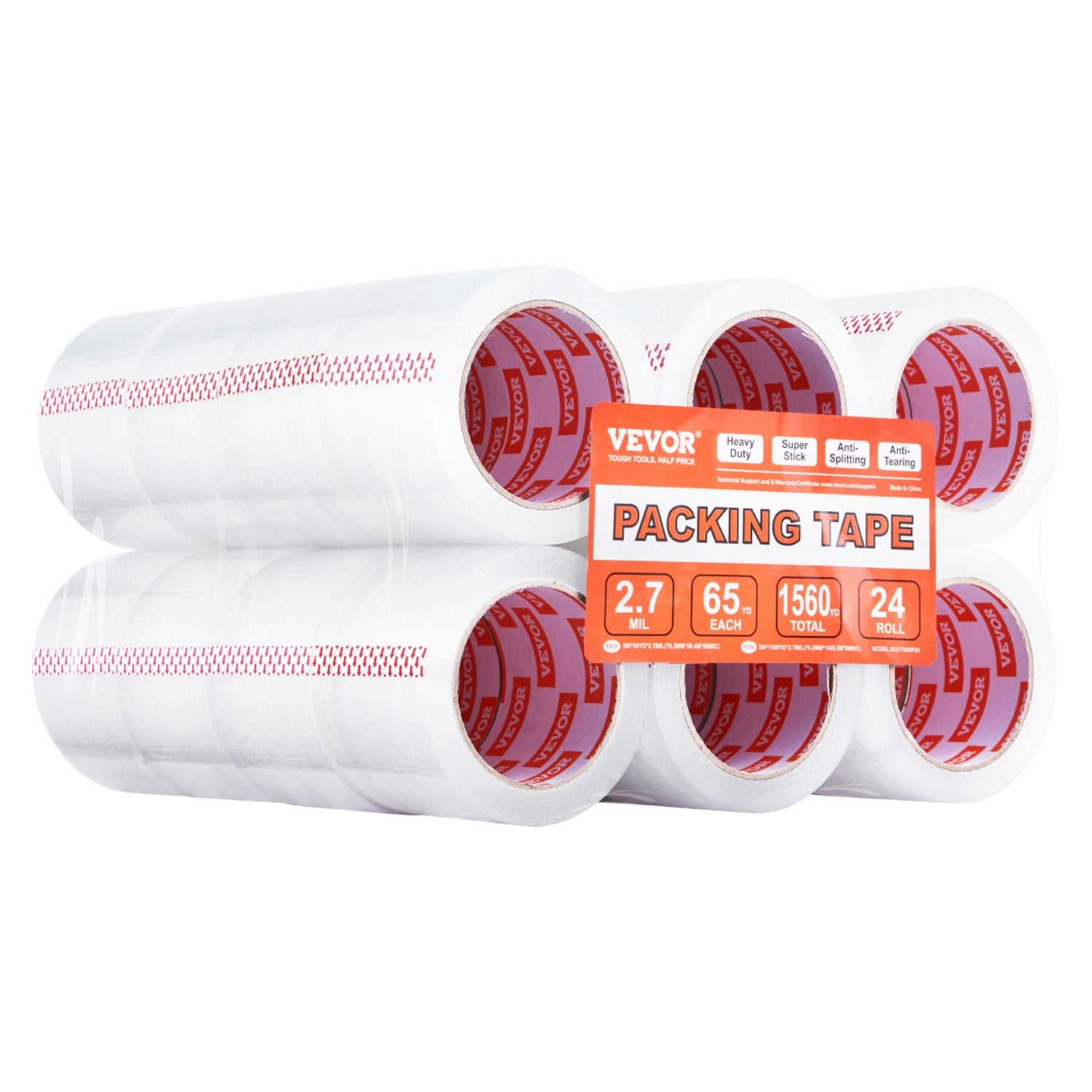 Clear Packing Tape 24 Rolls 3"x65yds 3in Core Heavy Duty Thick