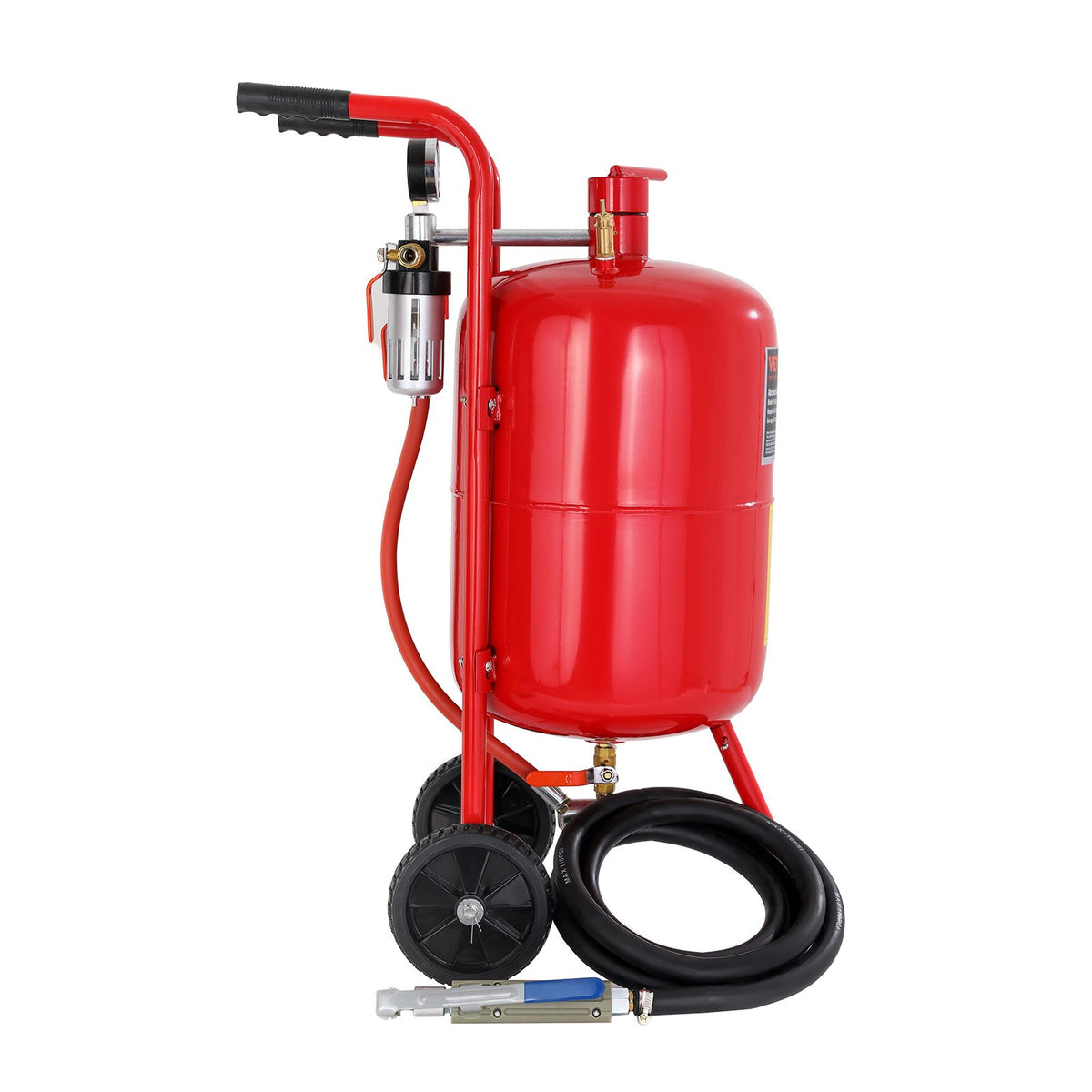 Sandblaster 10Gal/40L with Nozzle Shut-Off Valve Pressure Gauge 6" Wheels