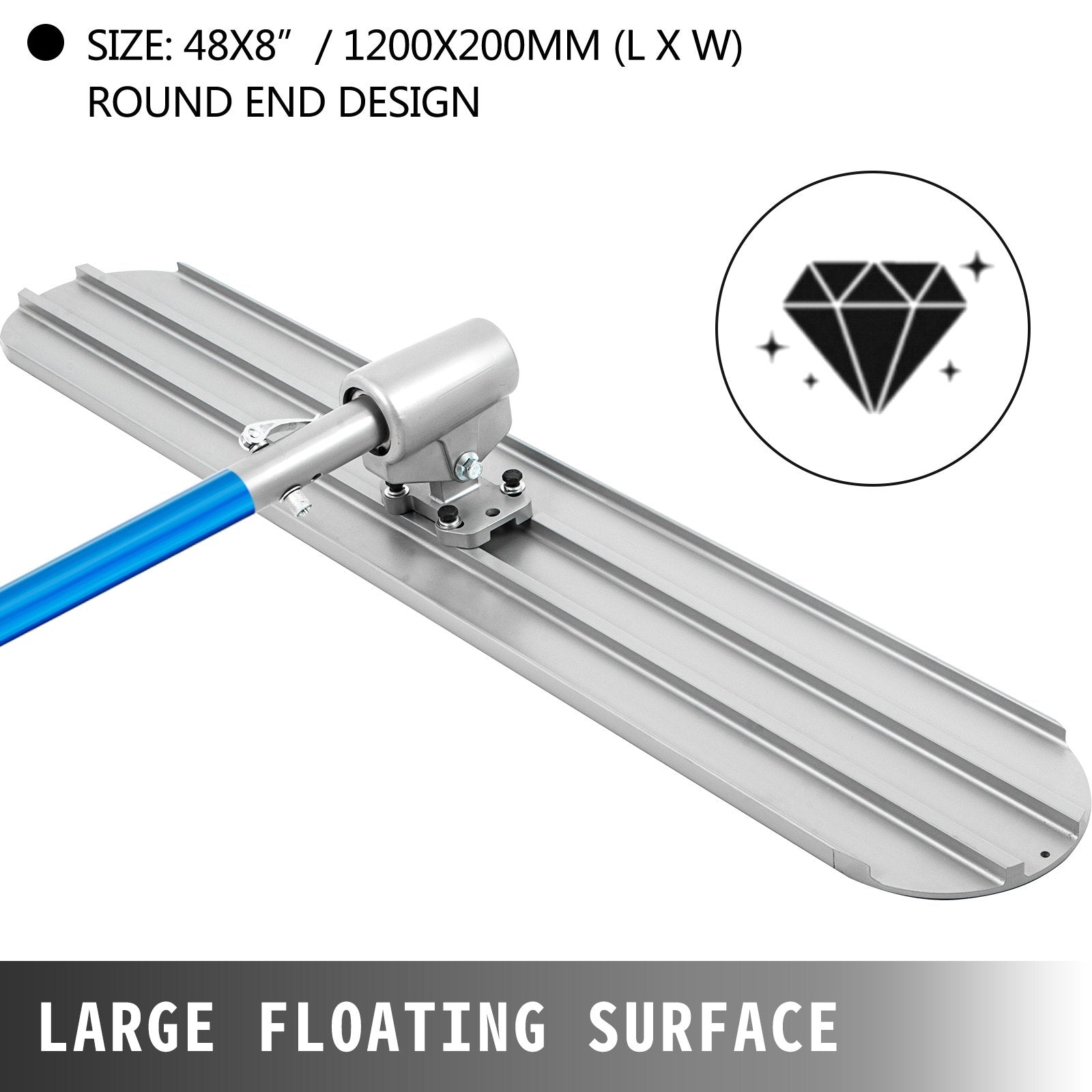 Bull Float Magnesium Concrete Float 48x8" with Handle Bracket Cement Finishing