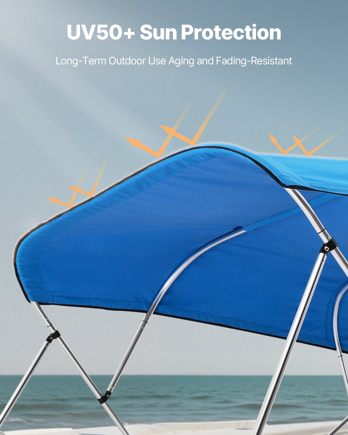 4 Bow Boat Bimini Top 600D Polyester Waterproof Sun Protection Pacific Blue