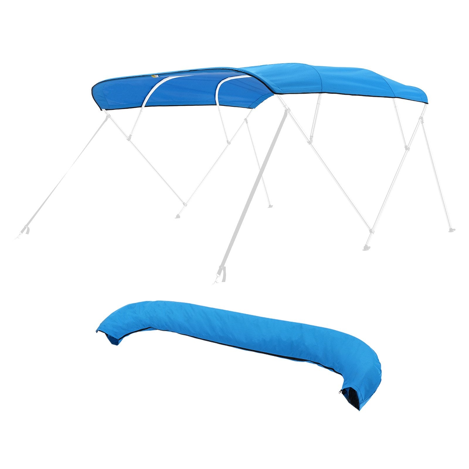 4 Bow Boat Bimini Top 600D Polyester Waterproof Sun Protection Pacific Blue