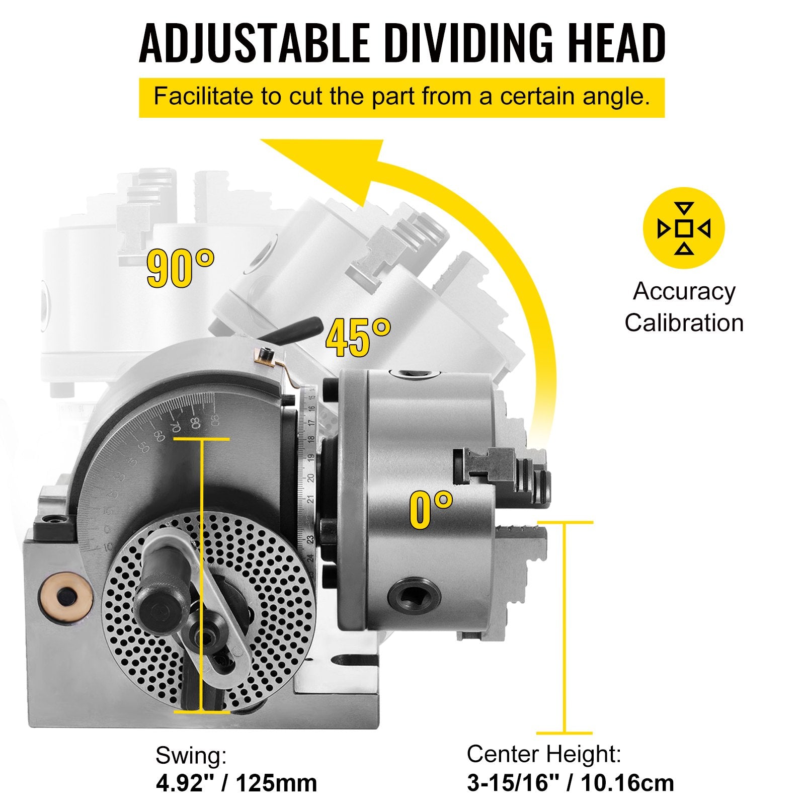 Dividing Head BS-0 5 Inch Precision Set 3-Jaw Chuck Tailstock Dividing Plates