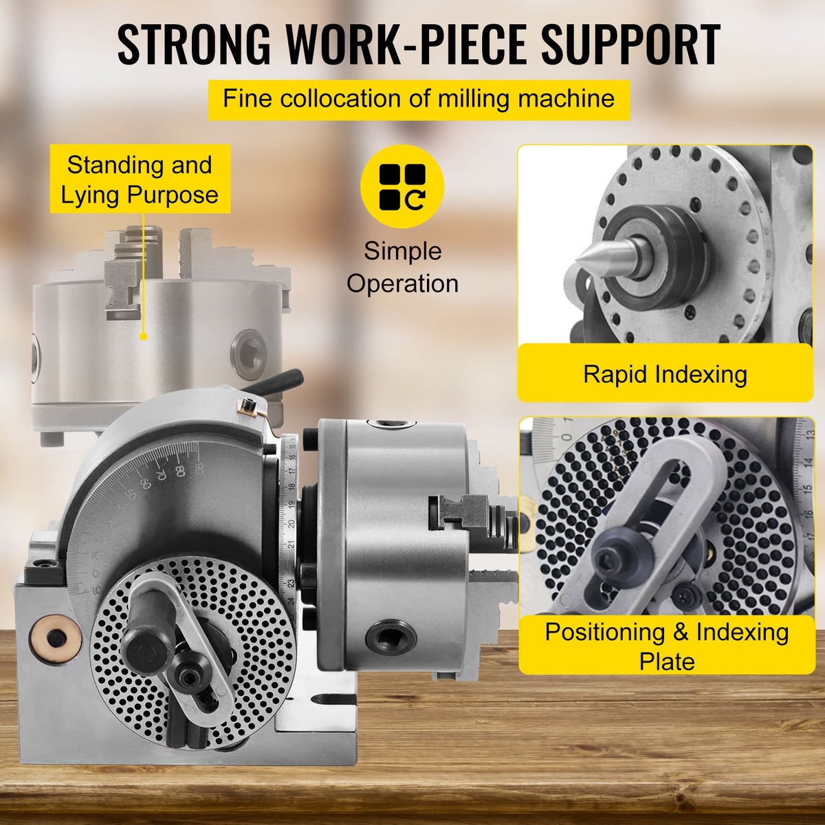 Dividing Head BS-0 5 Inch Precision Set 3-Jaw Chuck Tailstock Dividing Plates