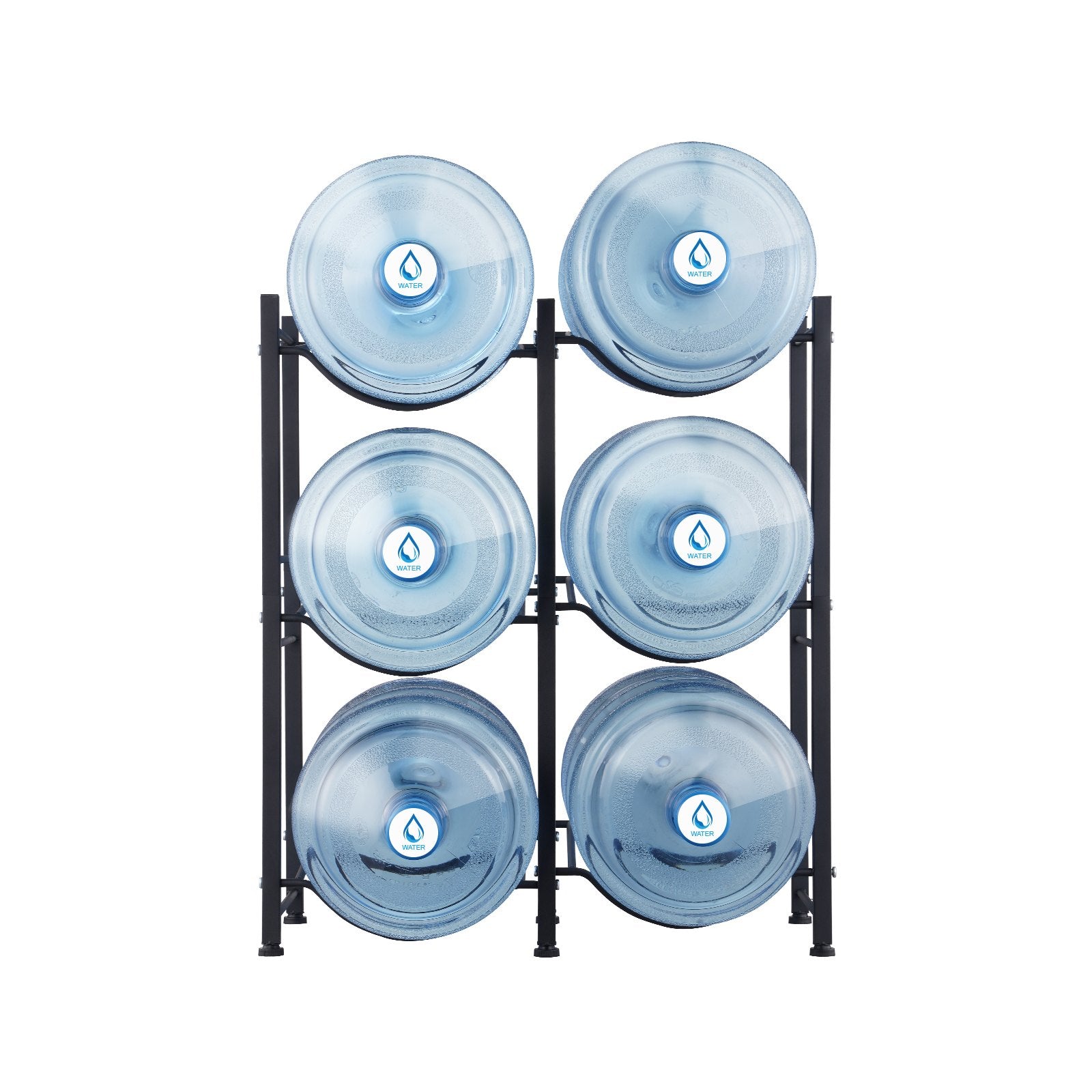 3 Tiers Water Jug Holder, Heavy Duty 5 Gallon Double Row Bottle Rack, Black