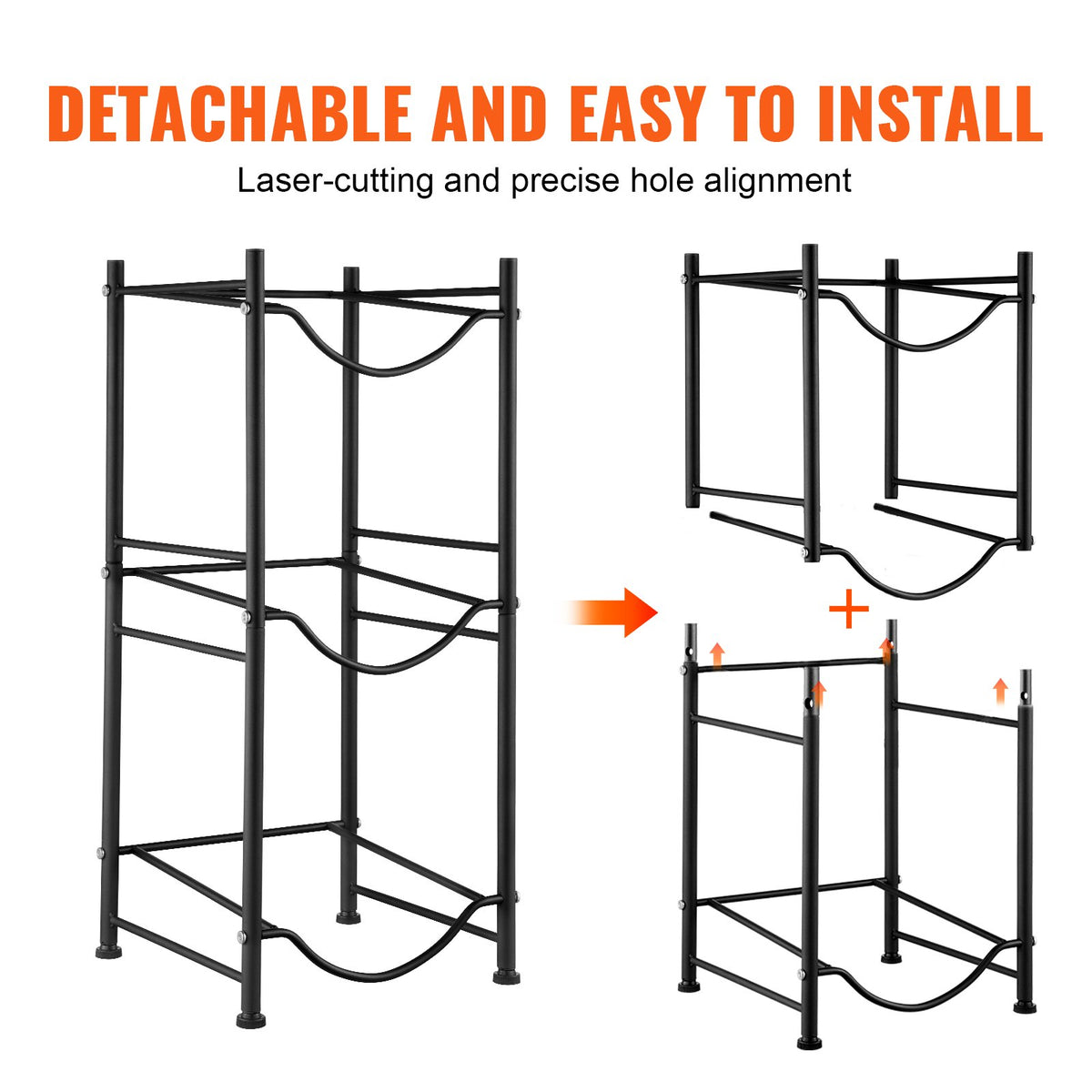 Water Jug Holder 3 Tiers 5 Gallon Single Row Rack for 3 Bottles Heavy Duty Black