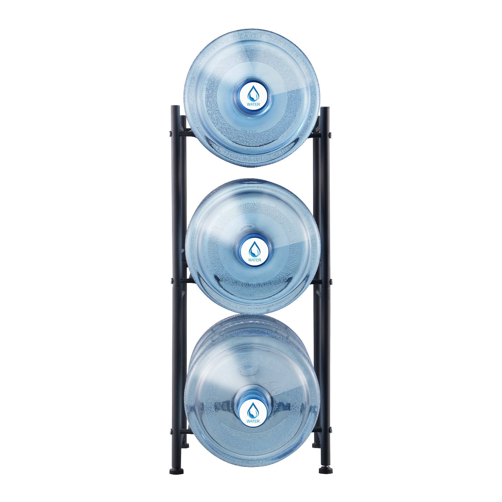 Water Jug Holder 3 Tiers 5 Gallon Single Row Rack for 3 Bottles Heavy Duty Black