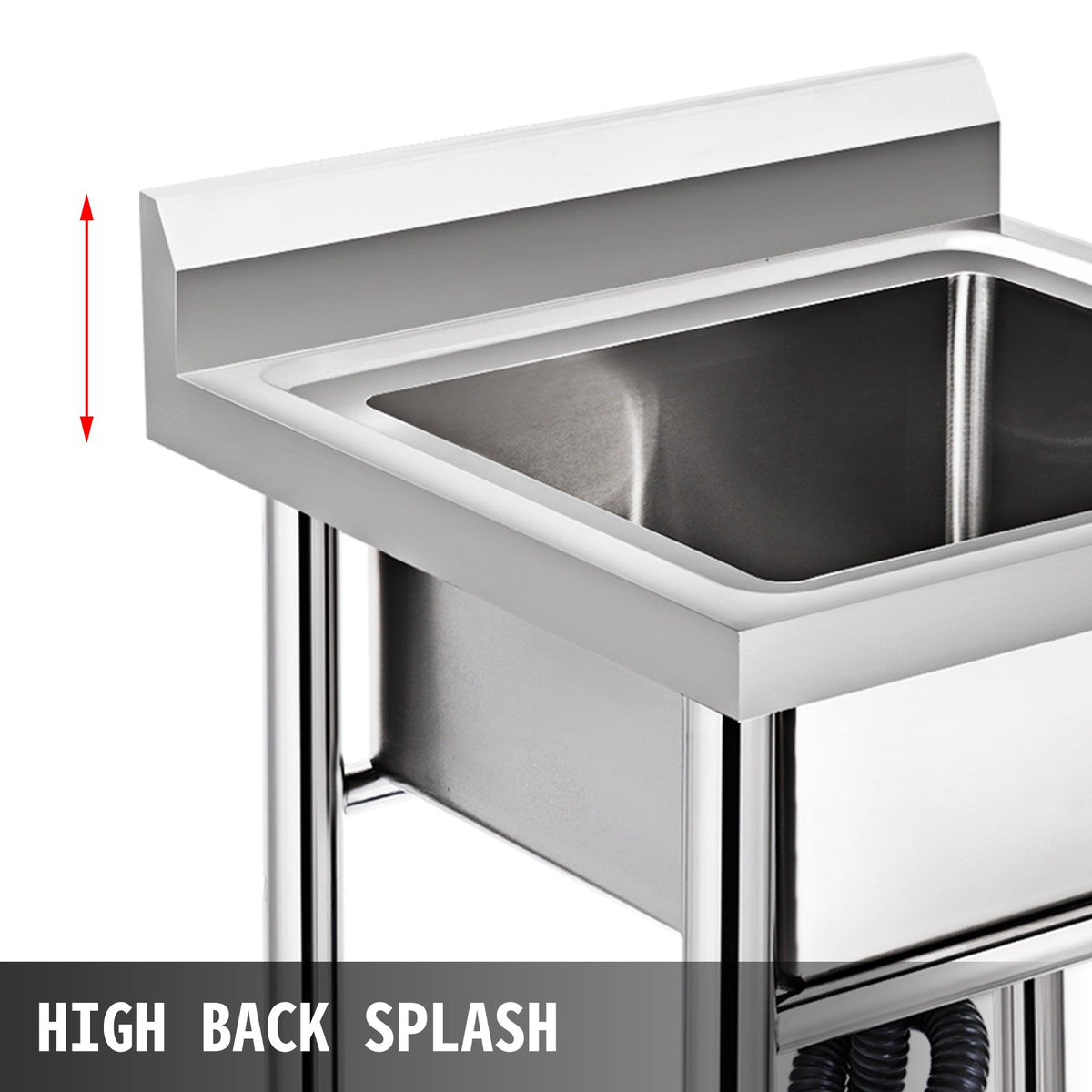 Handmade Sink Stainless Steel 1 Compartment 44.4x41.9x25.4cm, Huge Kitchen Tub