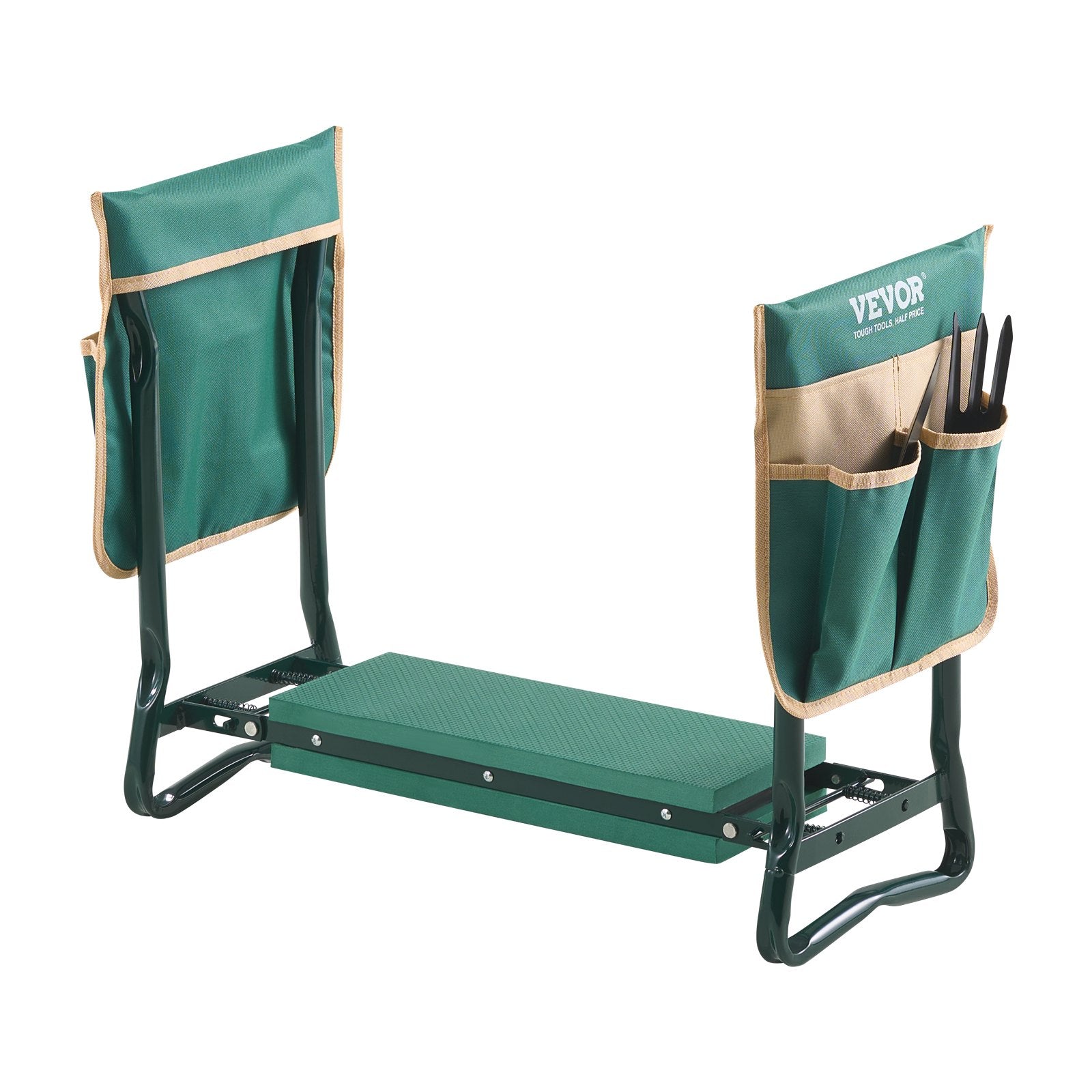 Garden Kneeler and Seat, 6in Pad, Folding Heavy-Duty Stool with 2 Tool Bags