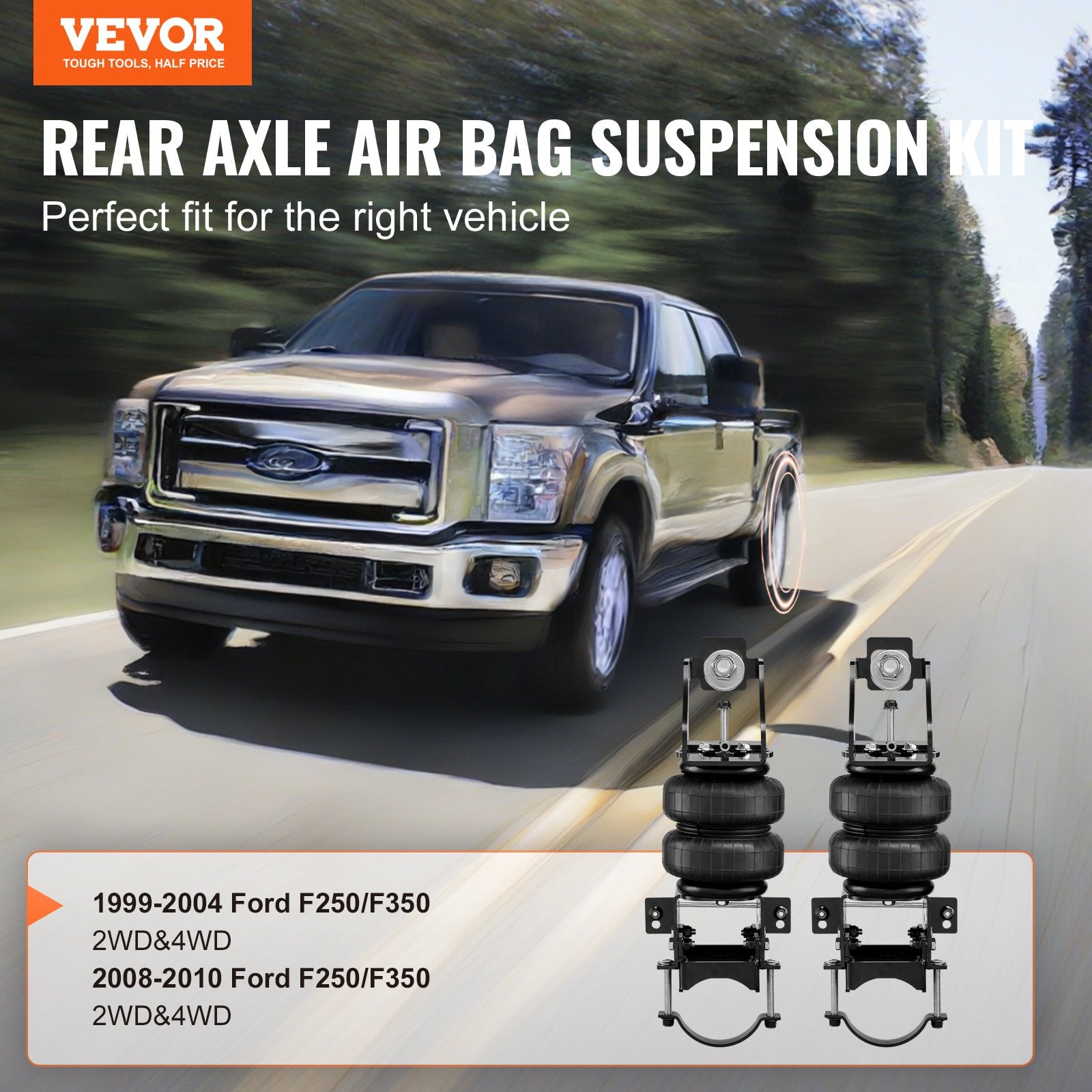 Air Bag Suspension Kit 5000 lbs Load Adjustable 5-100 PSI for Ford F250/F350