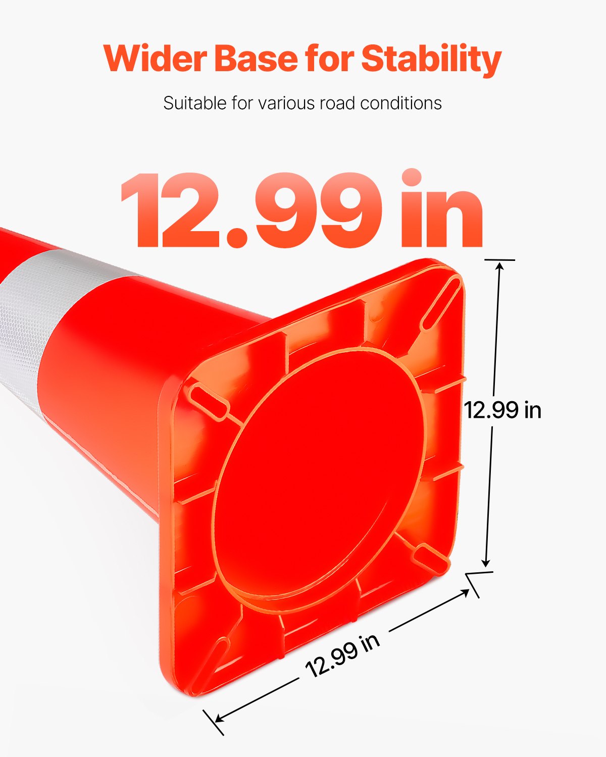 Safety Cones 10PCS 28" PVC Orange with Reflective Collars Weighted Base