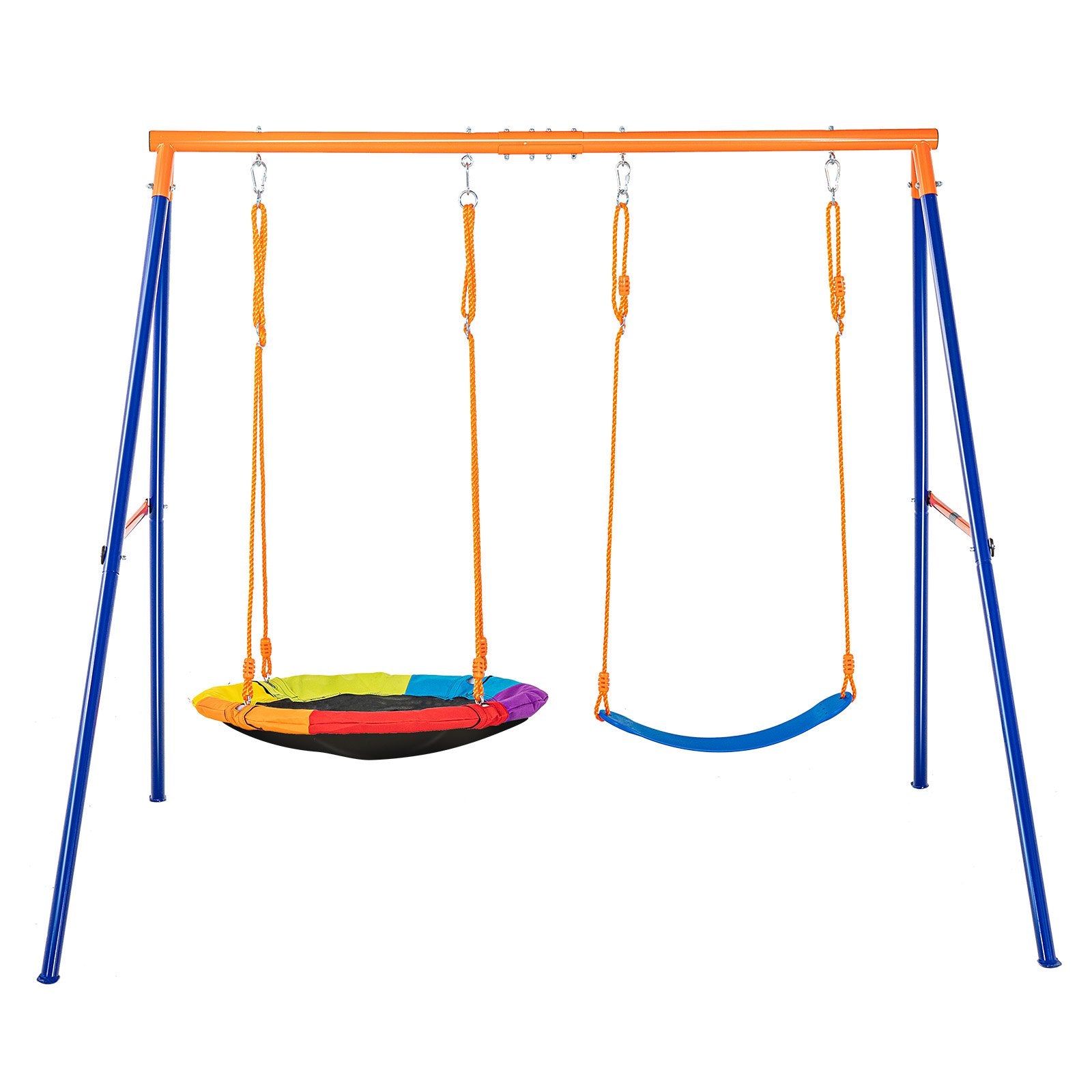 440lbs Load Capacity Swing Set with Saucer & Belt Seats, Heavy Duty A-Frame