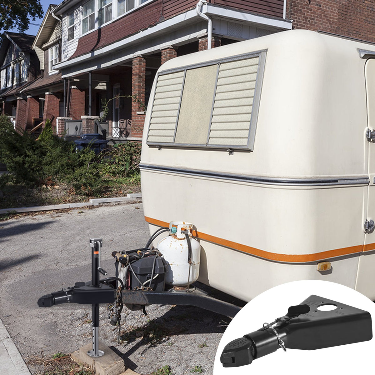 A-Frame Trailer Coupler, Heavy Duty Steel, 2-Inch Hitch, 7000 lbs Towing, Black