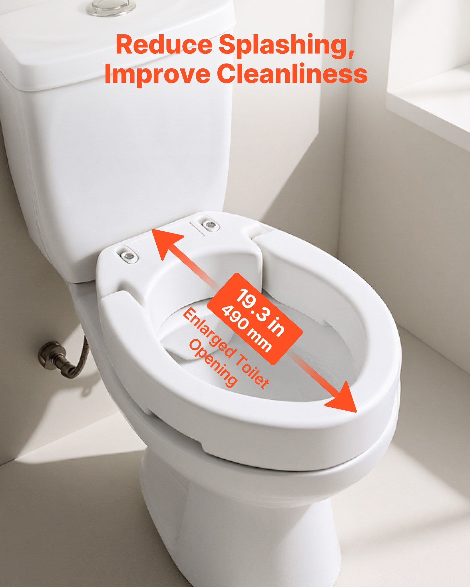 Raised Toilet Seat 136.1kg 88.9mm Lift Elongated Commode Riser Seniors Elderly