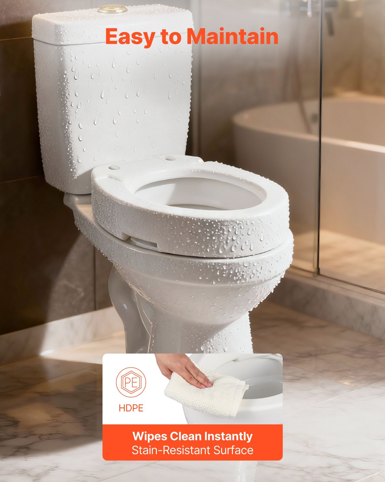 Raised Toilet Seat 136.1kg 88.9mm Lift Elongated Commode Riser Seniors Elderly