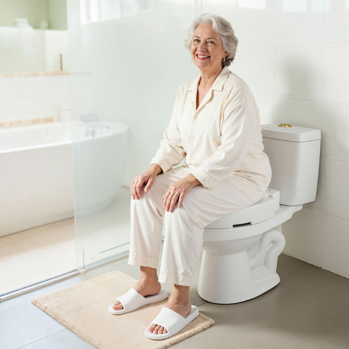Raised Toilet Seat 136.1kg Load 88.9mm Lift Commode Riser Enlarged Round Bowl