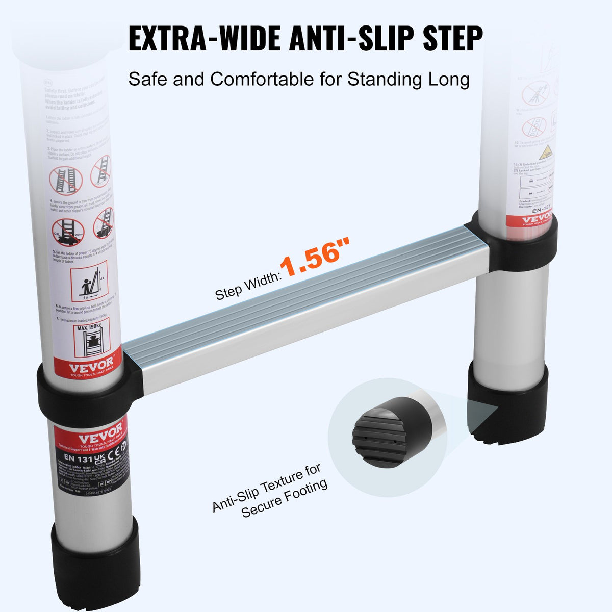 Telescoping Ladder 12.5FT A-Shape Aluminum Multi-Button Retraction 375LBS