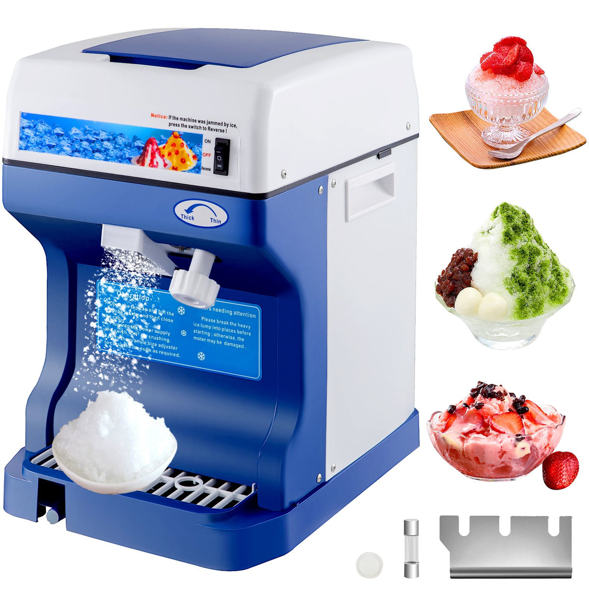 Ice Shaver 265LBS/Hour Snow Cone Slushie Dessert Maker Stainless Steel Kitchen