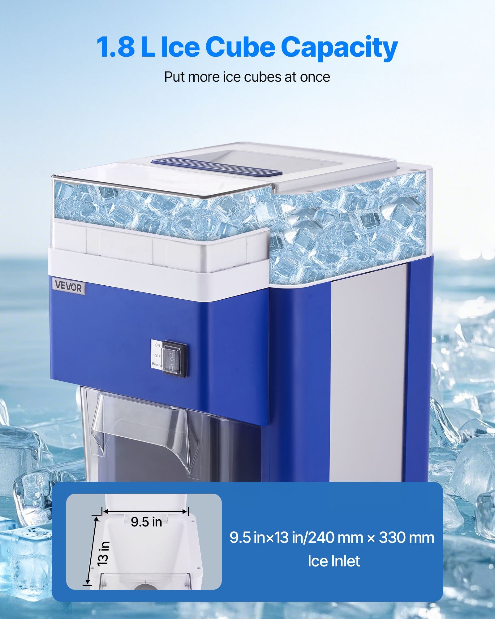 Commercial Ice Shaver 1.8L Electric Snow Cone Maker with Stainless Steel Blades