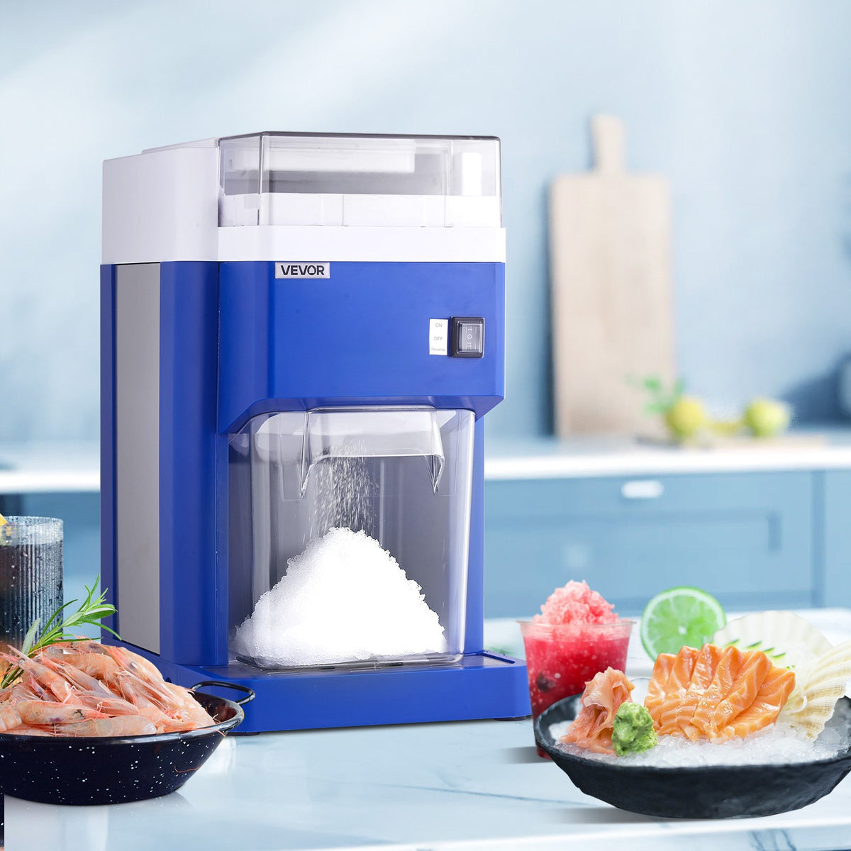 Commercial Ice Shaver 1.8L Electric Snow Cone Maker with Stainless Steel Blades