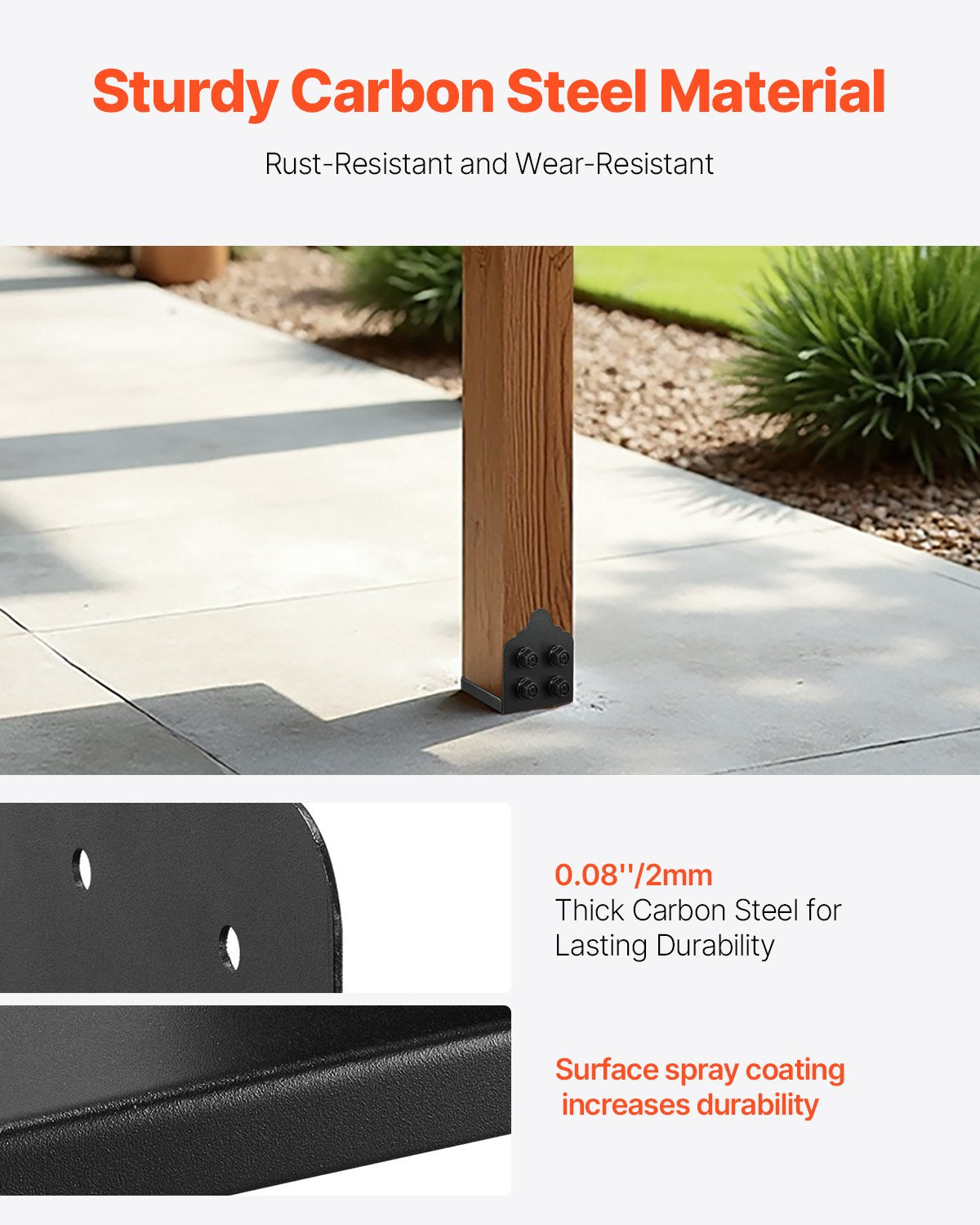 8x8 Post Base 2Pcs 200x190mm Heavy Duty Carbon Steel Wood Post Bracket Black