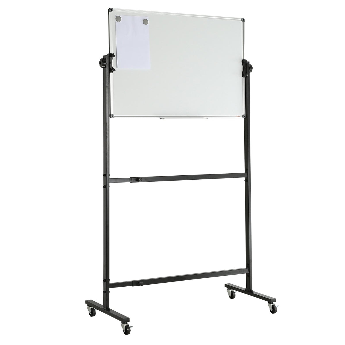 Rolling Magnetic Whiteboard 91.5x61cm Double-Sided Adjustable Dry Erase Board