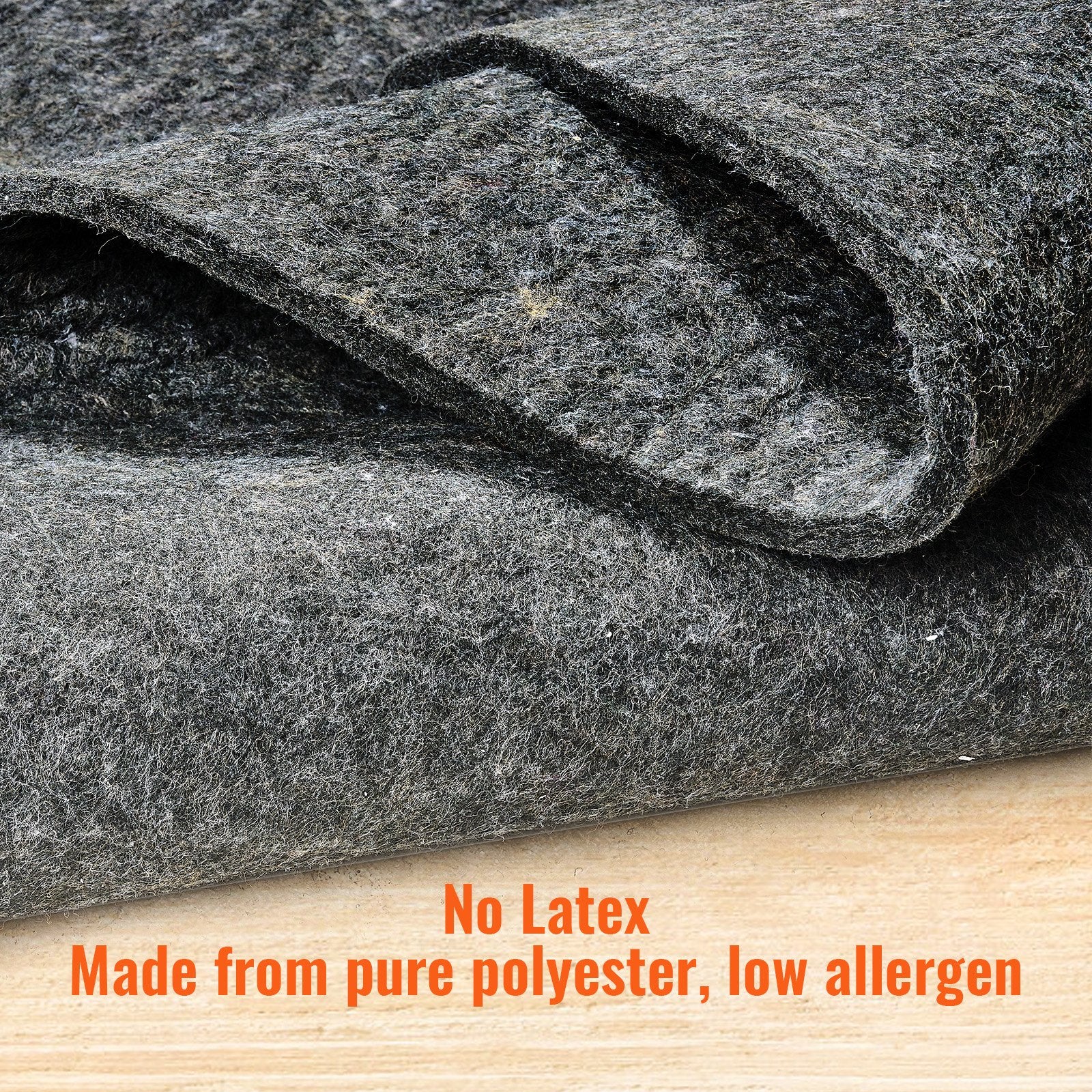 Rug Pad 9x12' 1/4" Thick Polyester Felt Carpet Cushion Gray Premium Comfort